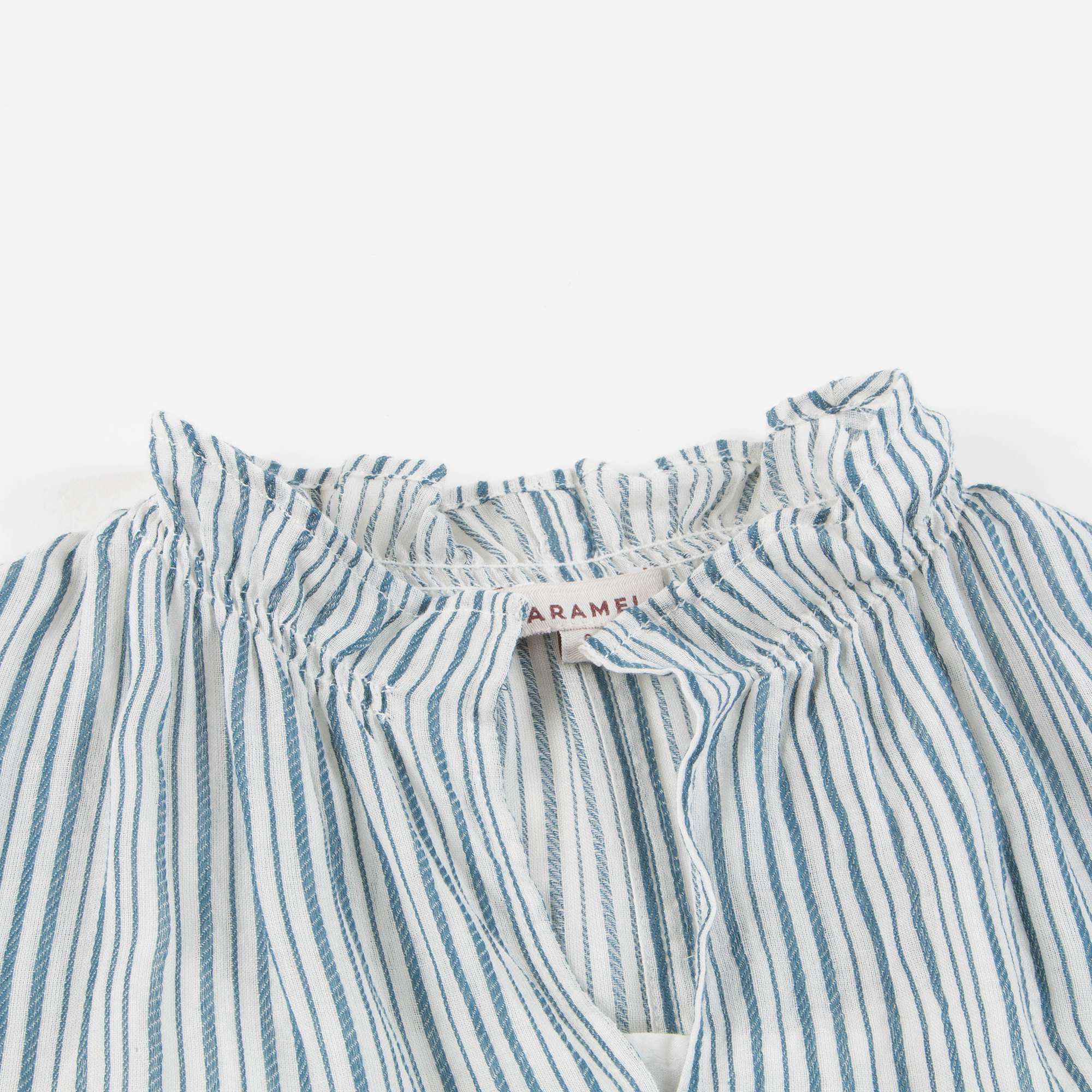 Girls Blue Stripe Cotton Woven Dress
