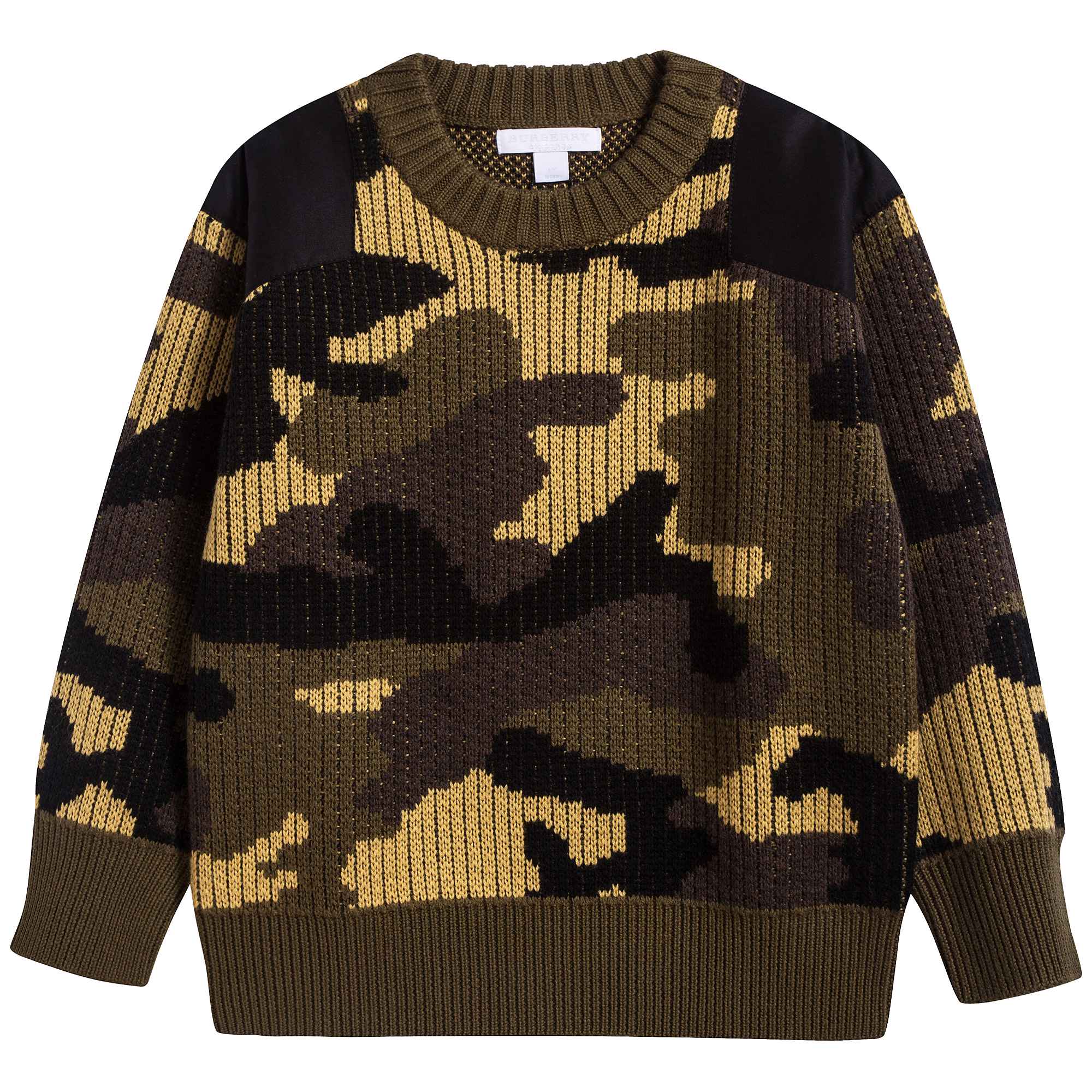 Boys Khaki Green Merino Wool Sewater