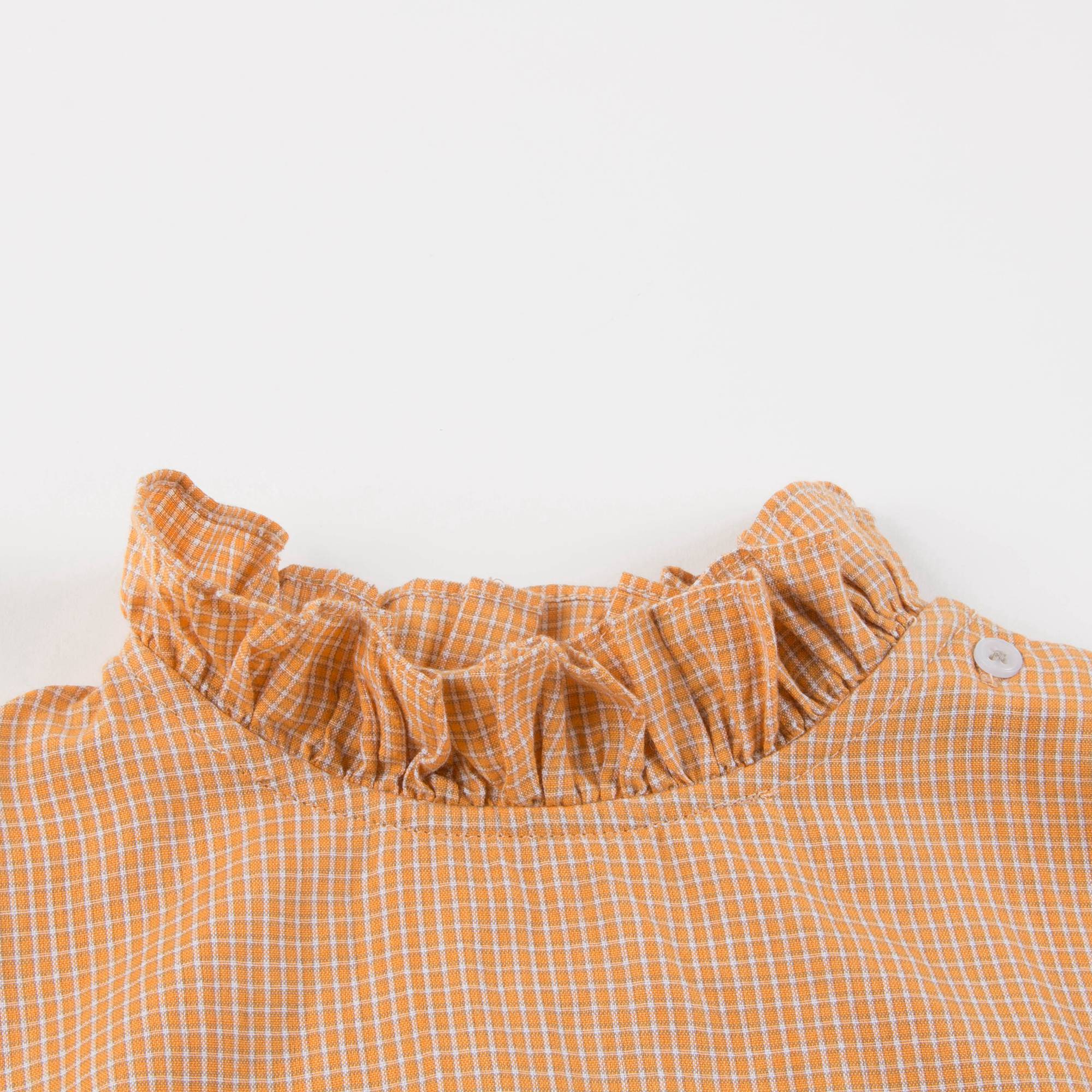 Girls Orange Microcheck Cotton Woven Blouse