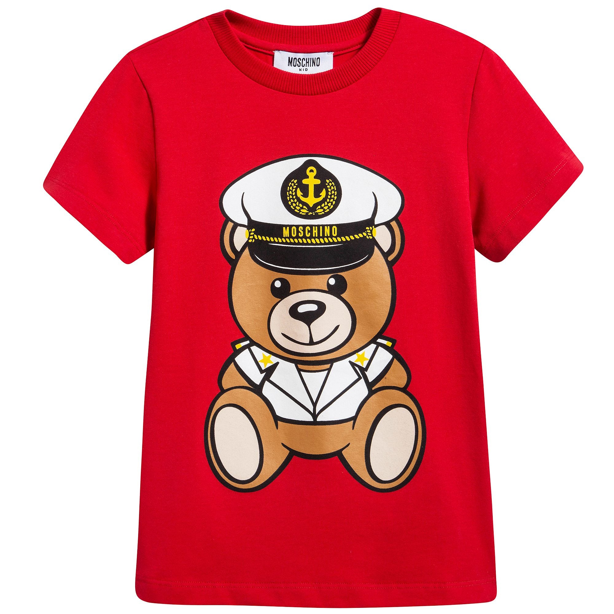 Girls Poppy Red Cotton Teddy Bear T-Shirt