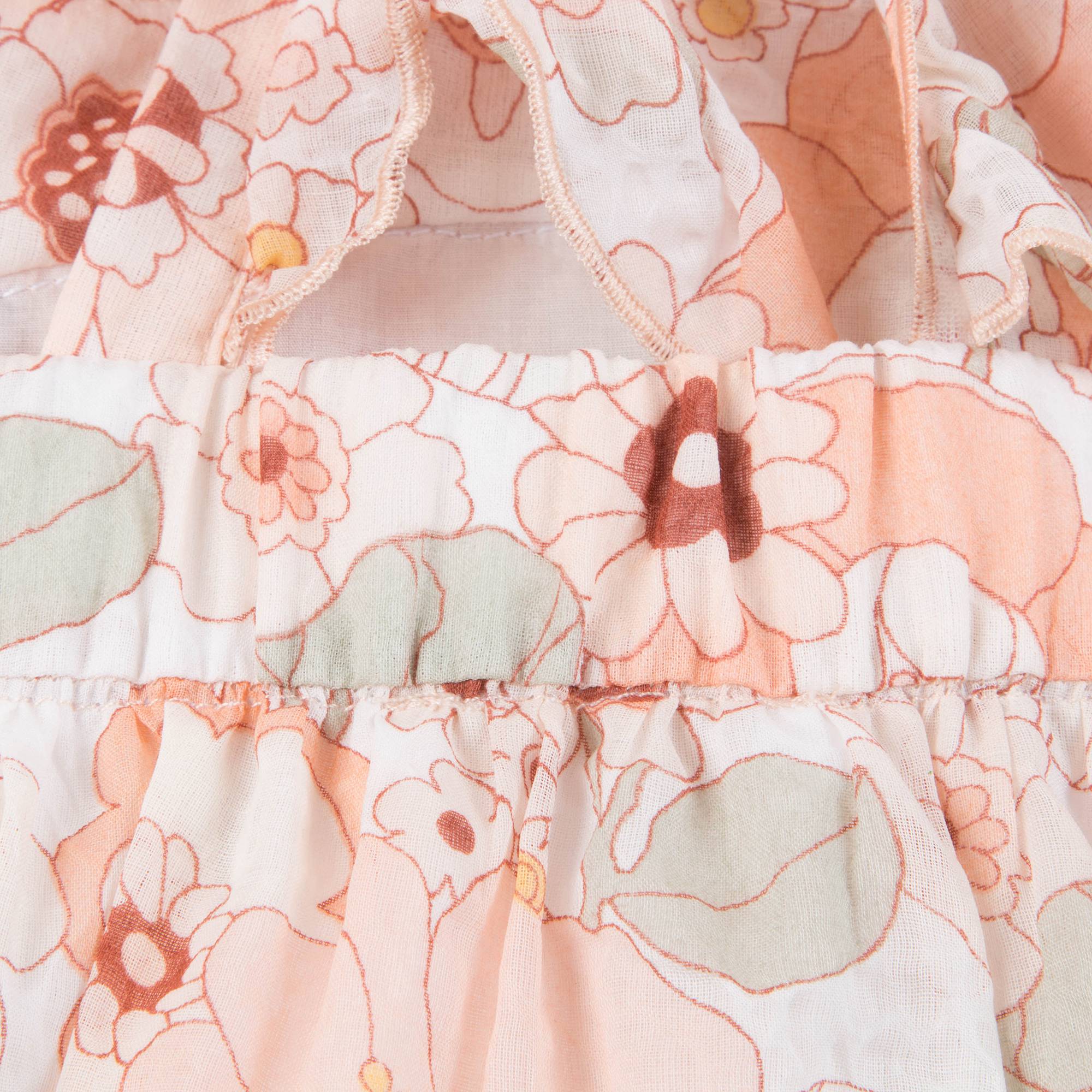 Girls Rose Kaki Floral Cotton Blouse