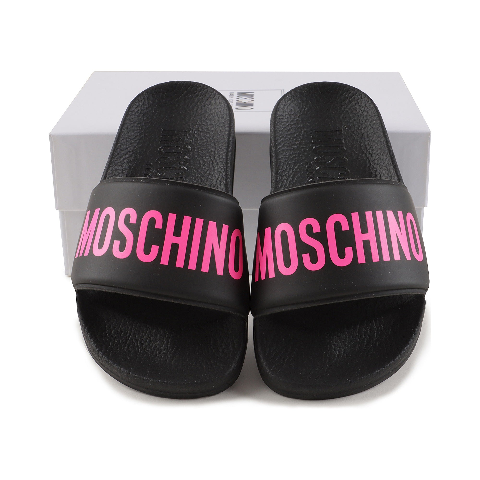Boys & Girls Black Logo Slippers