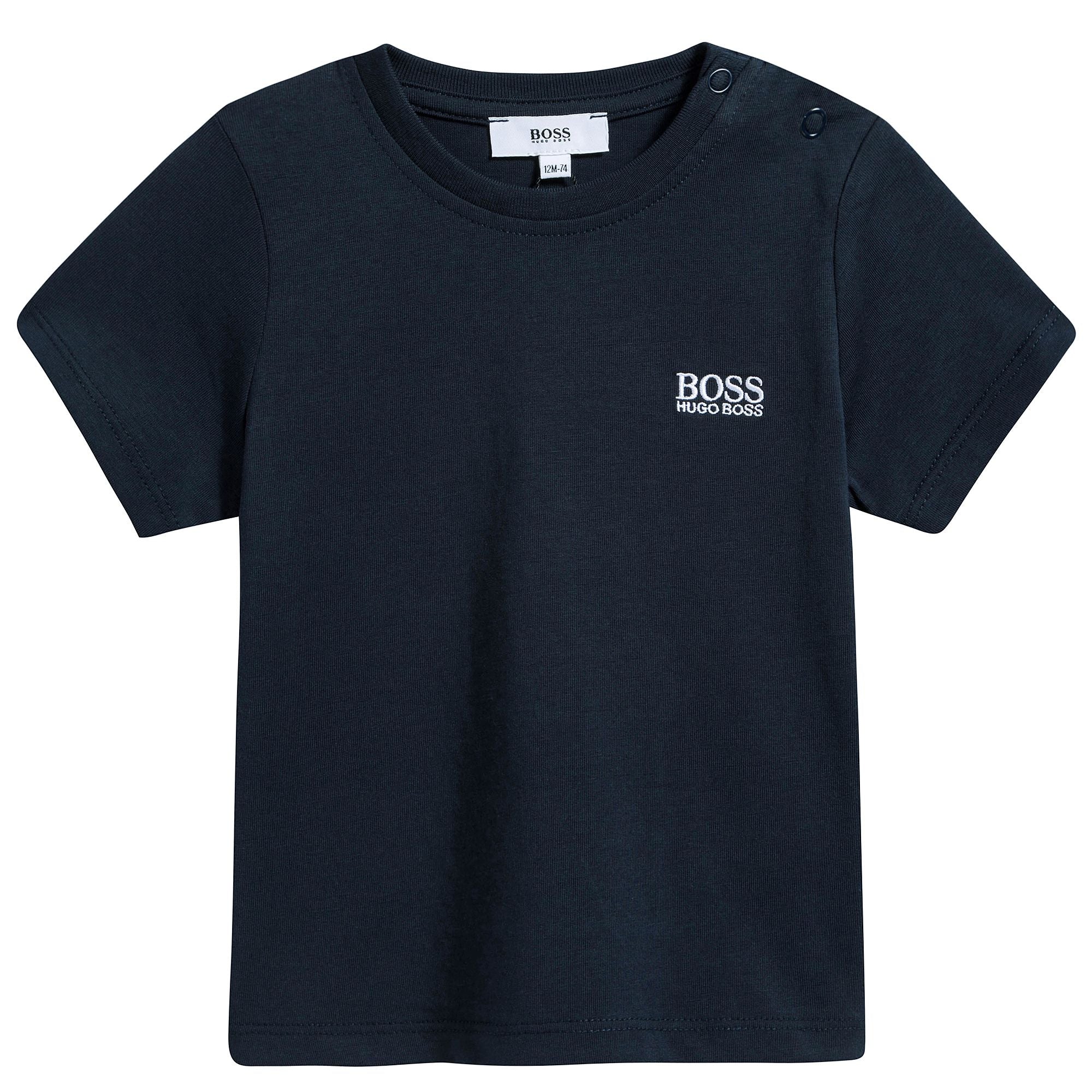 Baby Boys Navy Blue Logo Cotton T-shirt