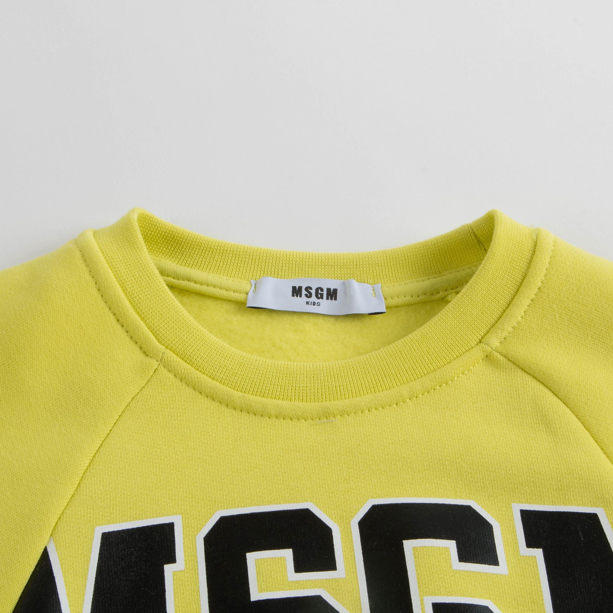 Girls Fluo Yellow Logo Cotton Sweatshirt
