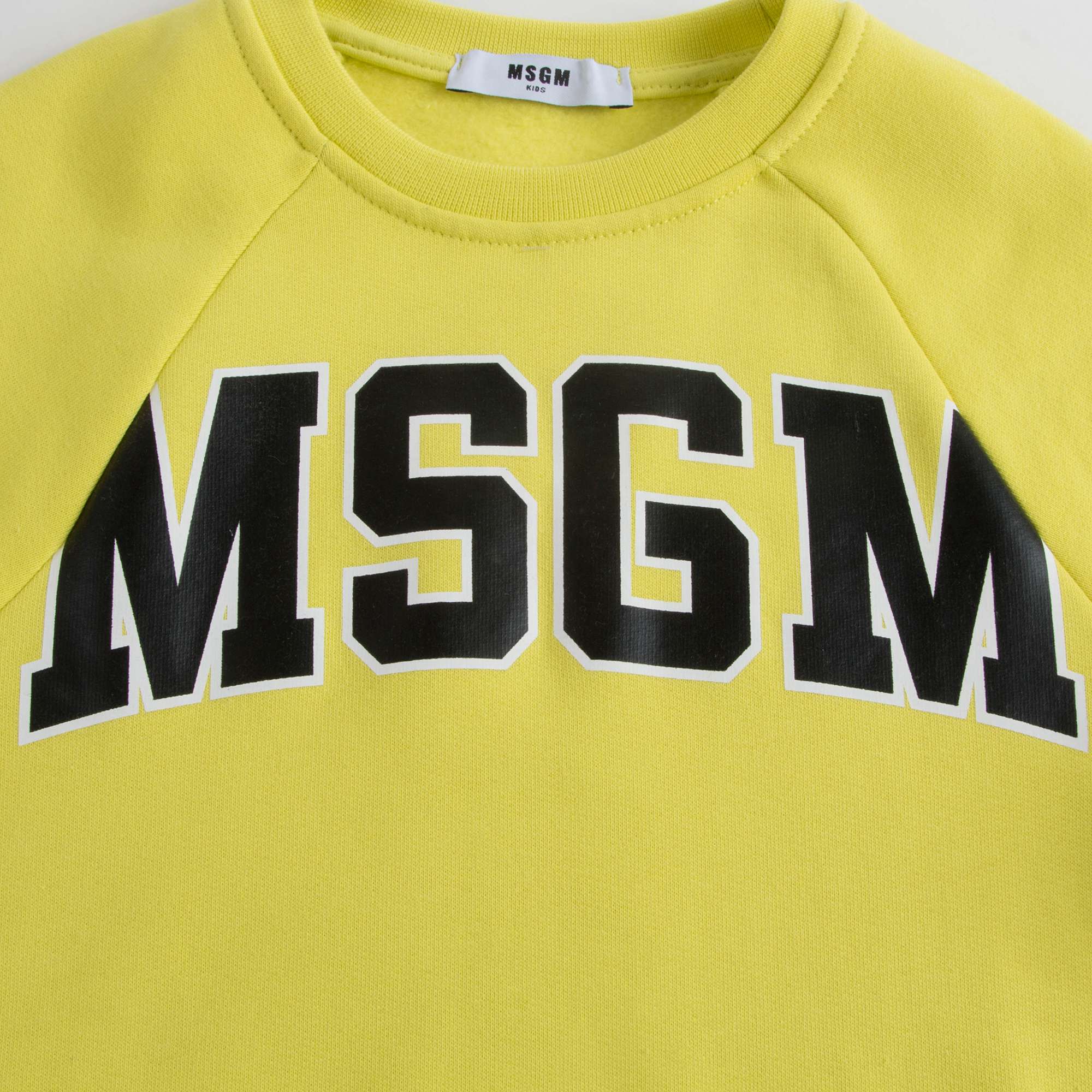 Girls Fluo Yellow Logo Cotton Sweatshirt