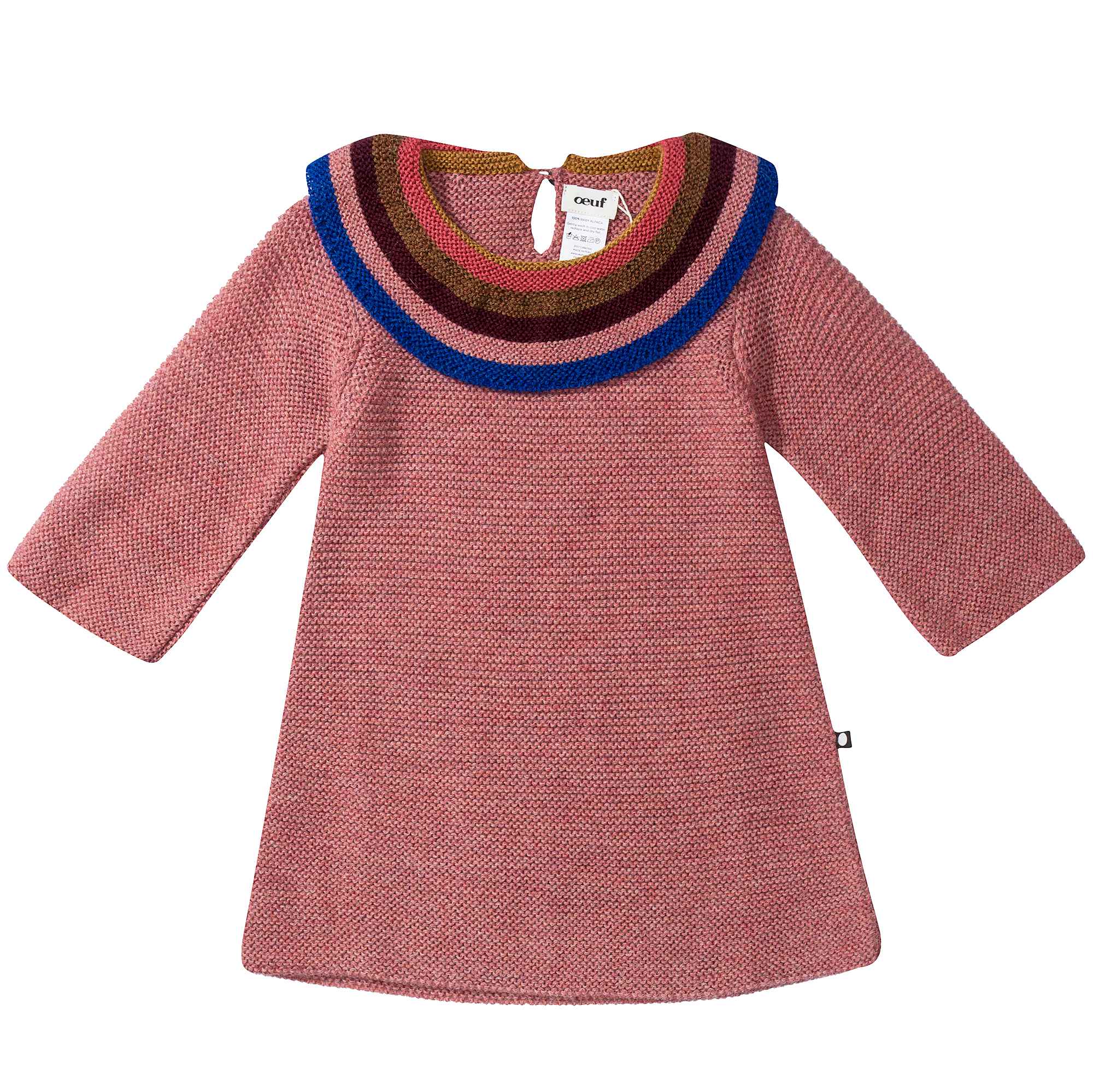 Girls Rose Pink Rainbow Alpaca Wool Dress