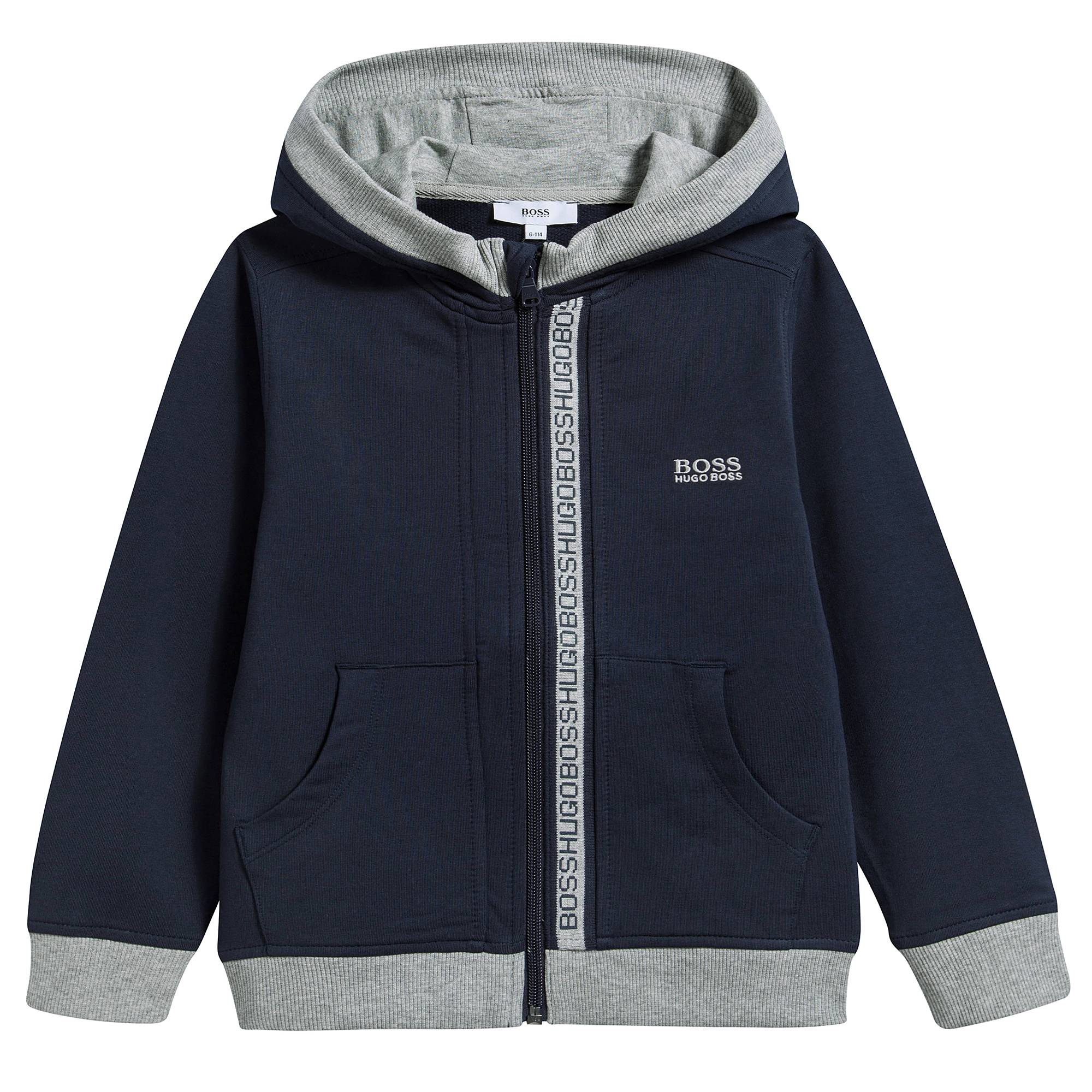 Boys Blue Cotton Logo Cardigan