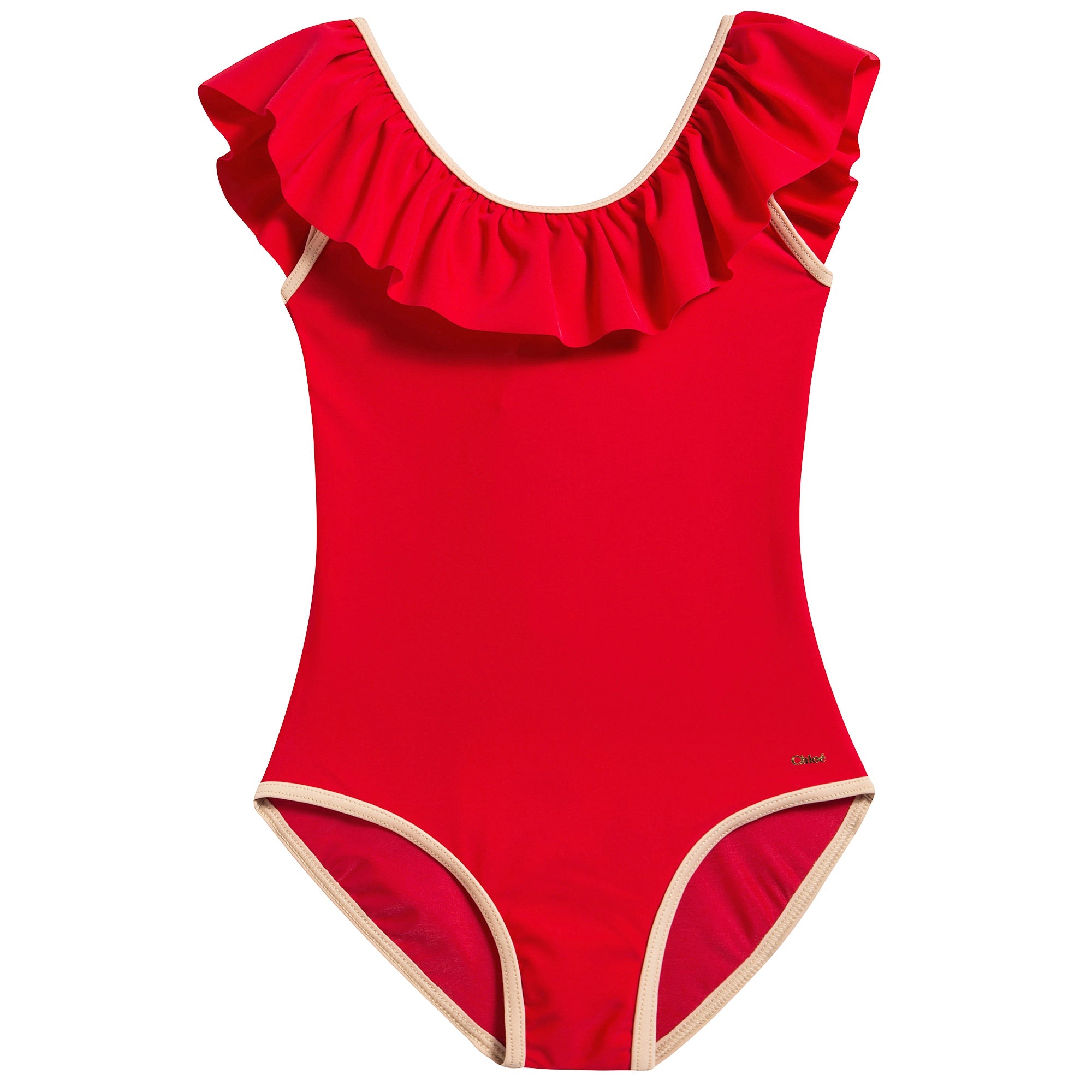Girls Red Polyamide Swimwear