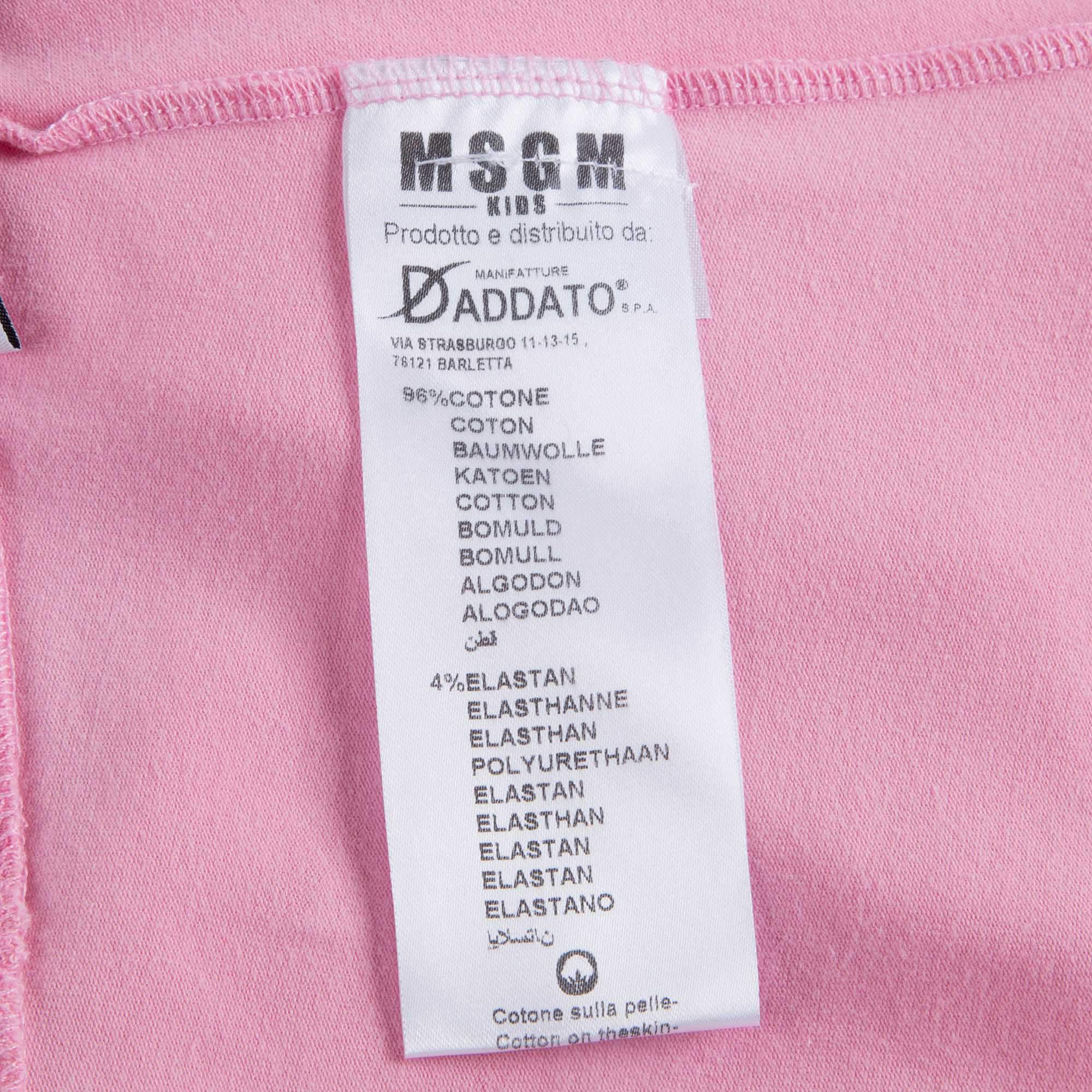 Girls Pink Logo Cotton Leggings