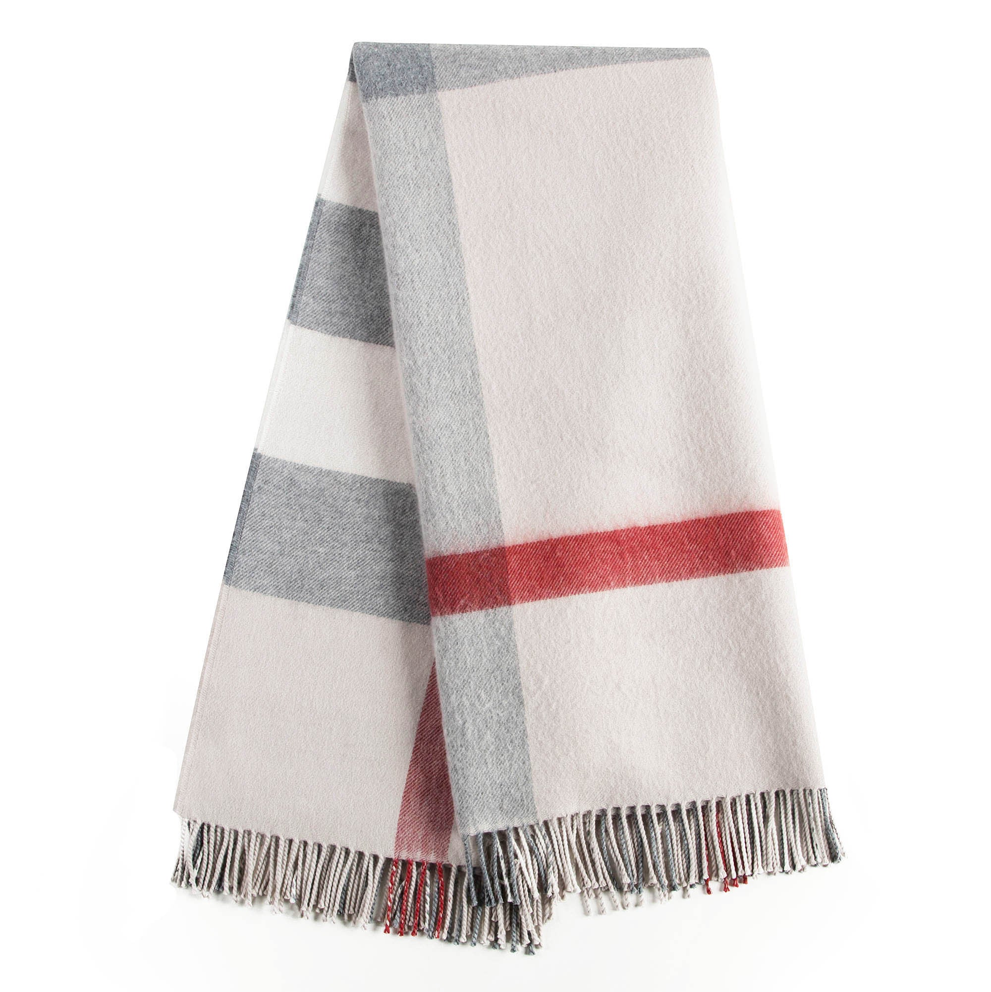 Girls Ivory Check Wool Scarf
