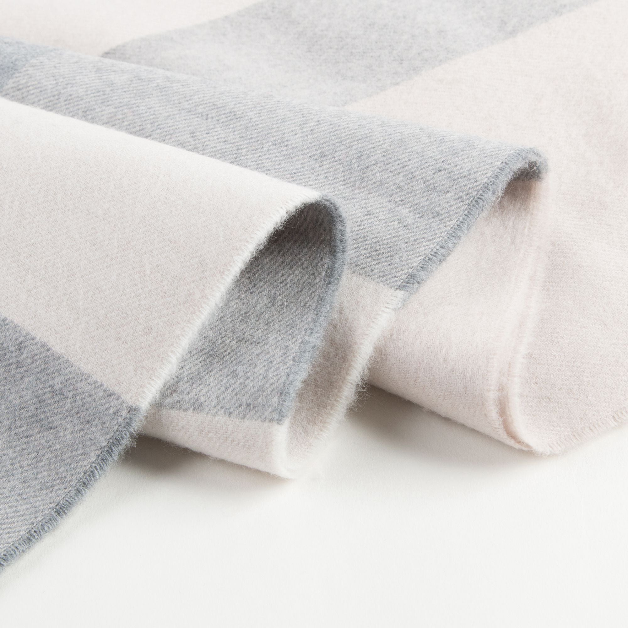 Girls Ivory Check Wool Scarf