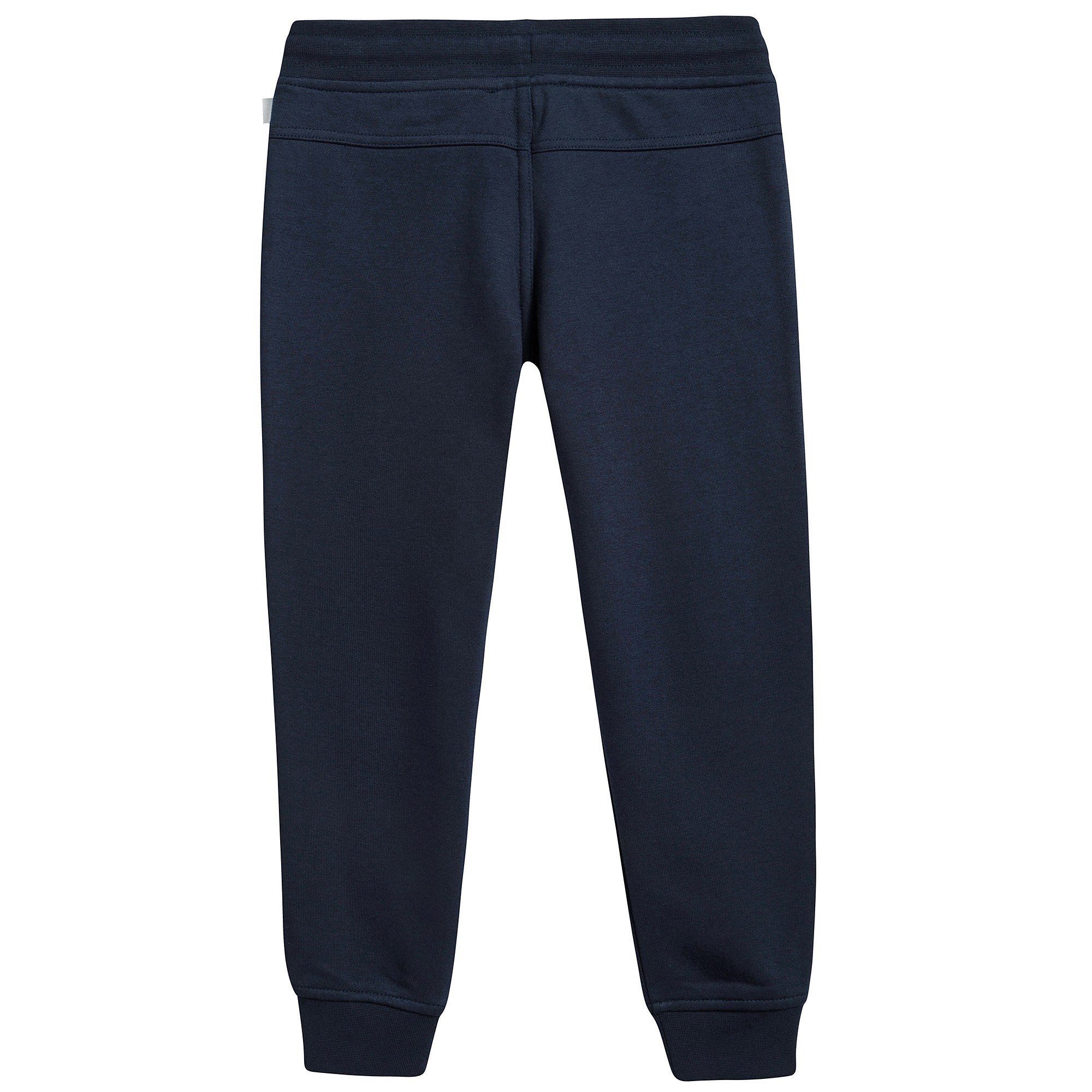 Boys Navy Blue Cotton Logo Trousers