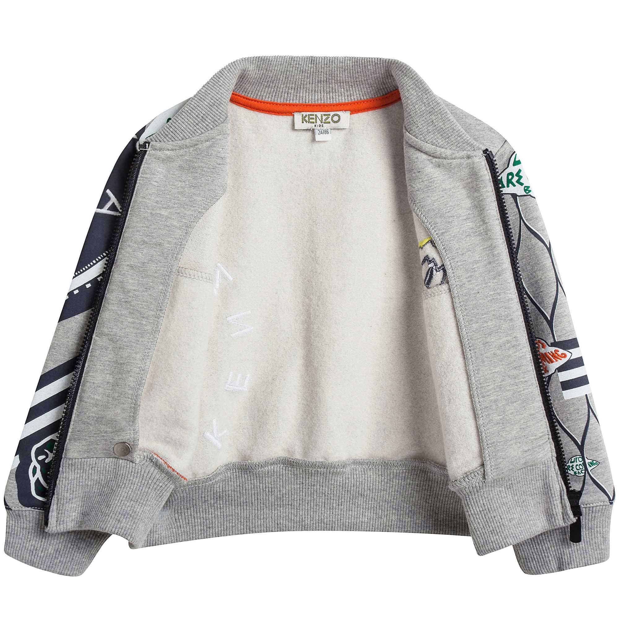 Boys Marl Grey Allover Embroidered Trims Cardigan - CÉMAROSE | Children's Fashion Store - 7