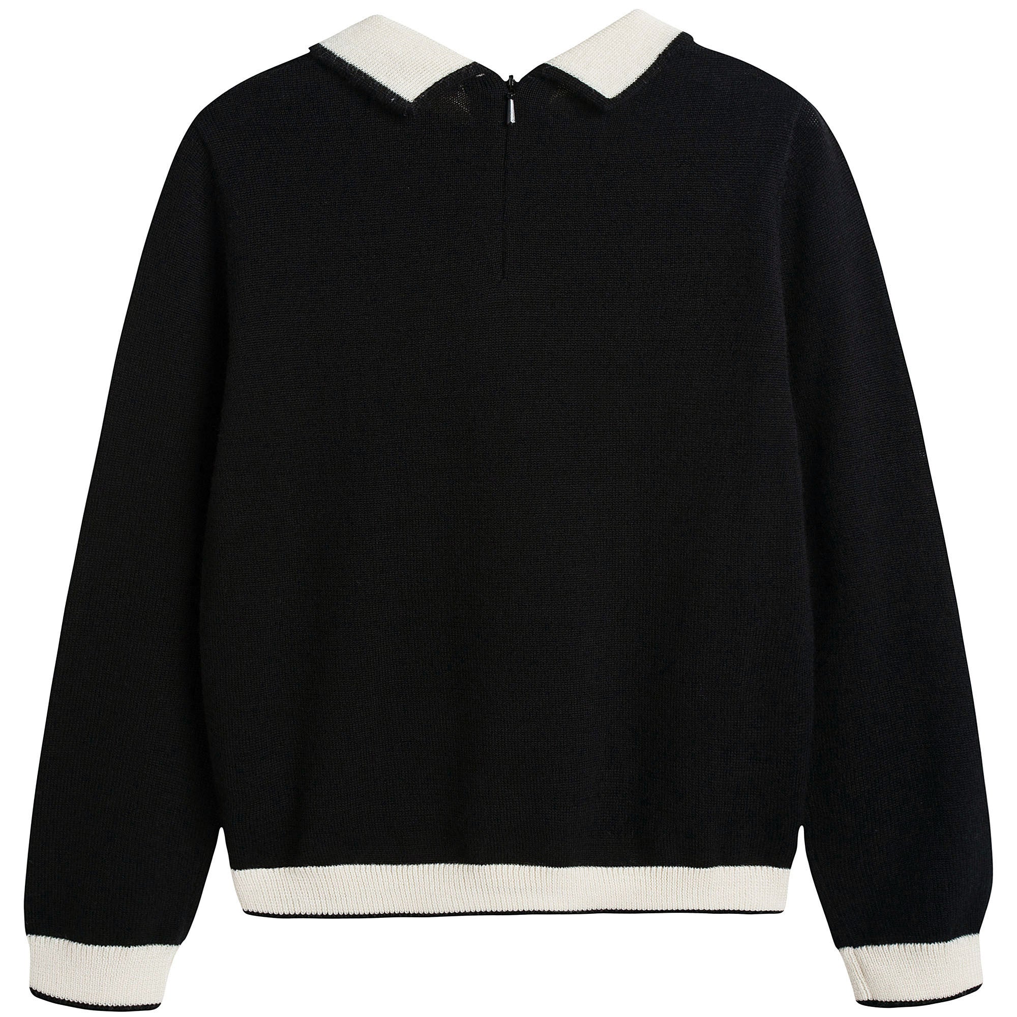 Girls Black & White Wool Sweater - CÉMAROSE | Children's Fashion Store - 2
