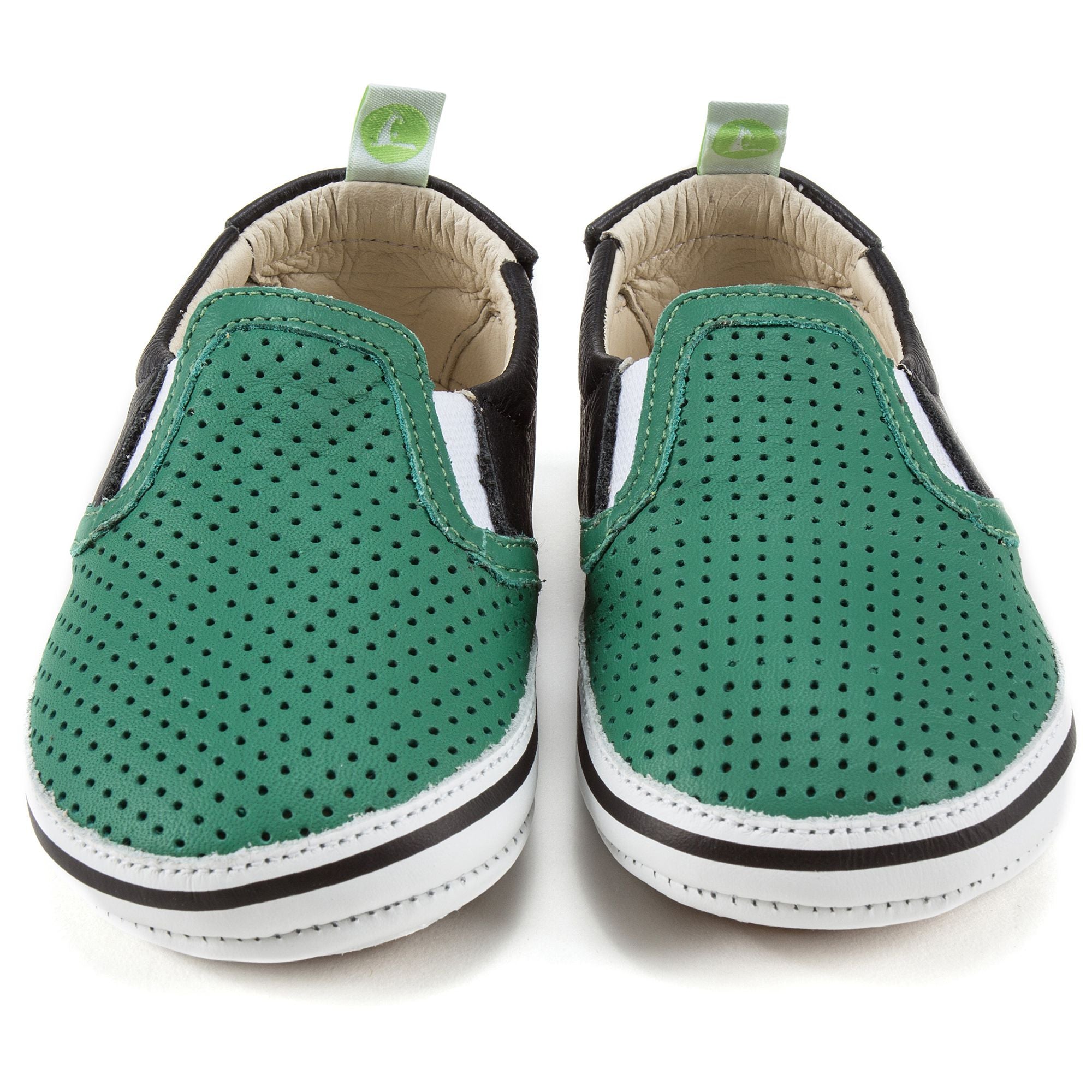Baby Boys Green Leaf Holes Leather Sneaker Casual