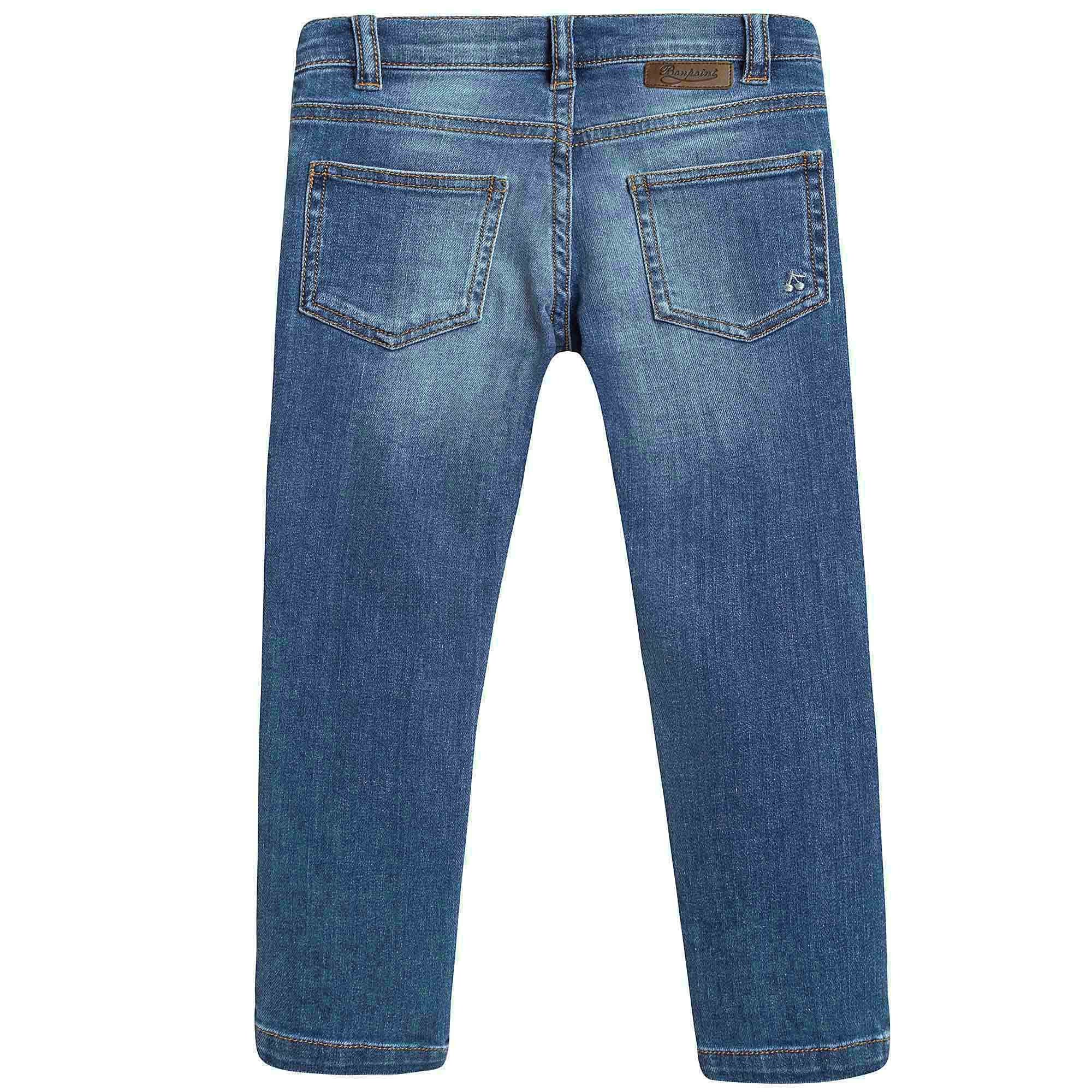 Girls Blue Tight Cotton Jeans - CÉMAROSE | Children's Fashion Store - 2