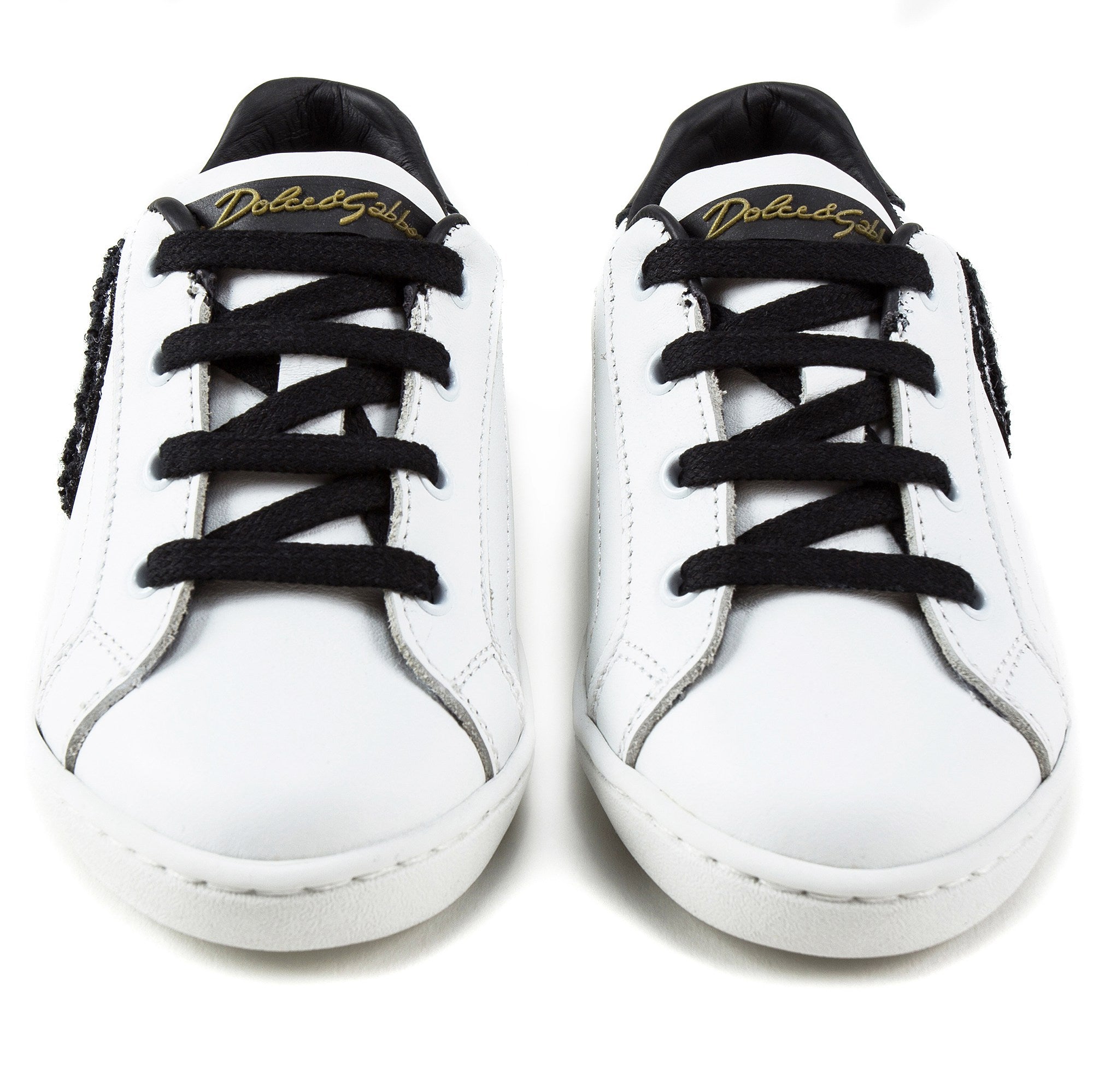 Girls White Leather “DG" Shoes