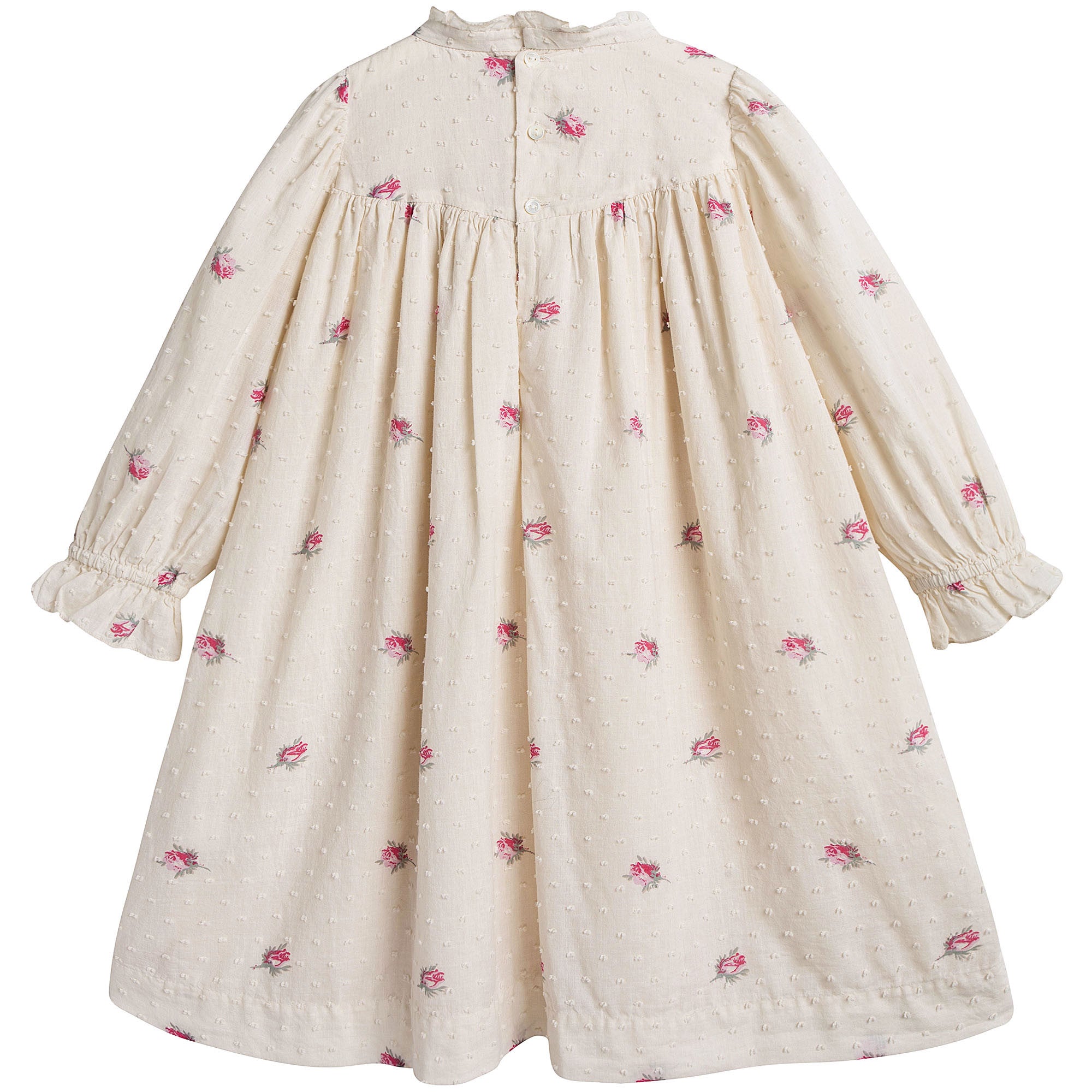 Girls Lvory With Pink Flowers Dresses - CÉMAROSE | Children's Fashion Store - 2