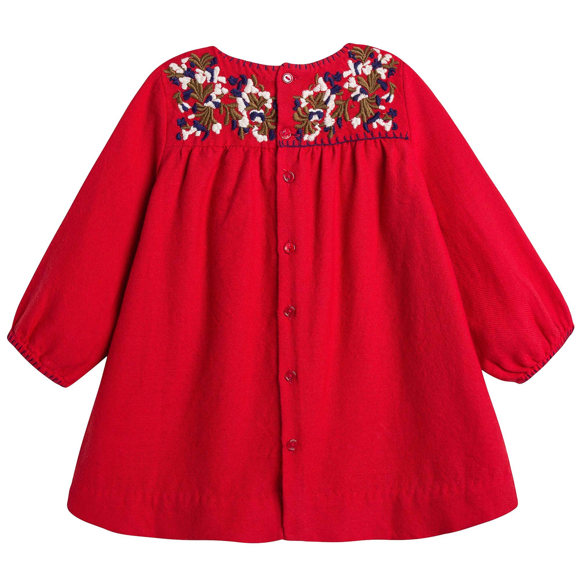 Baby Girls Red Embroidered Dresses - CÉMAROSE | Children's Fashion Store - 2