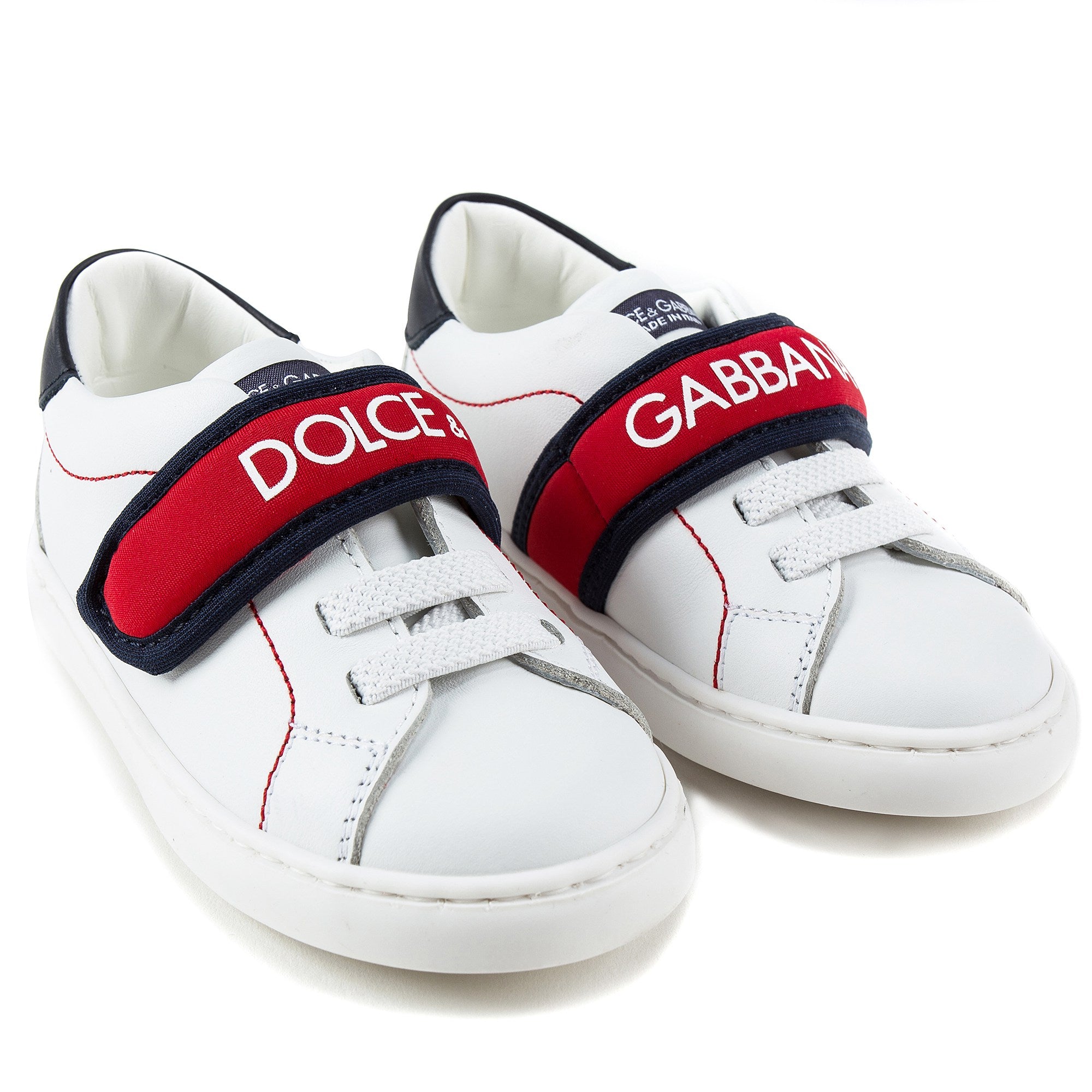 Baby Girls White Leather Whit Red Logo Shoes