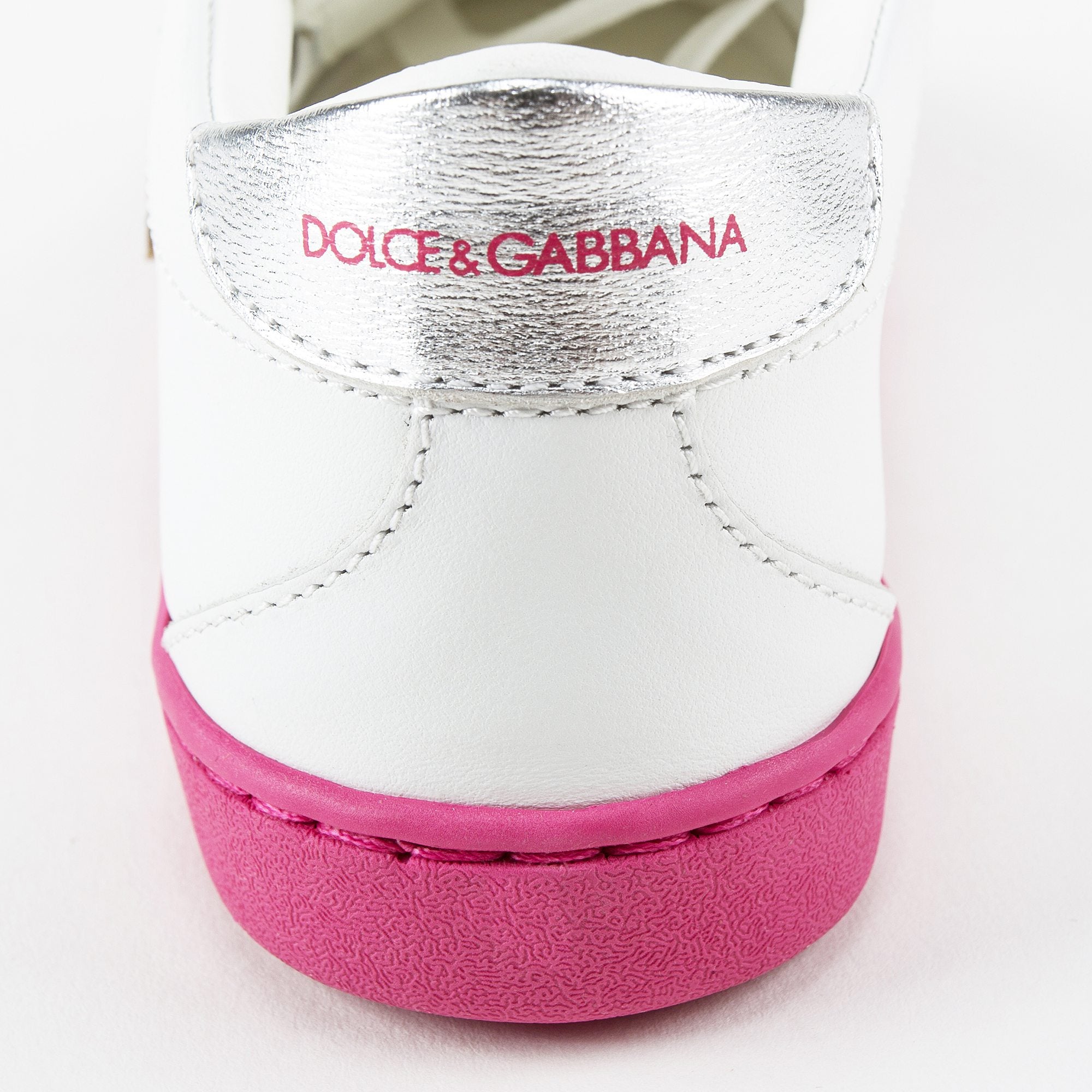 Girls White Leather Whit Pink Logo Shoes