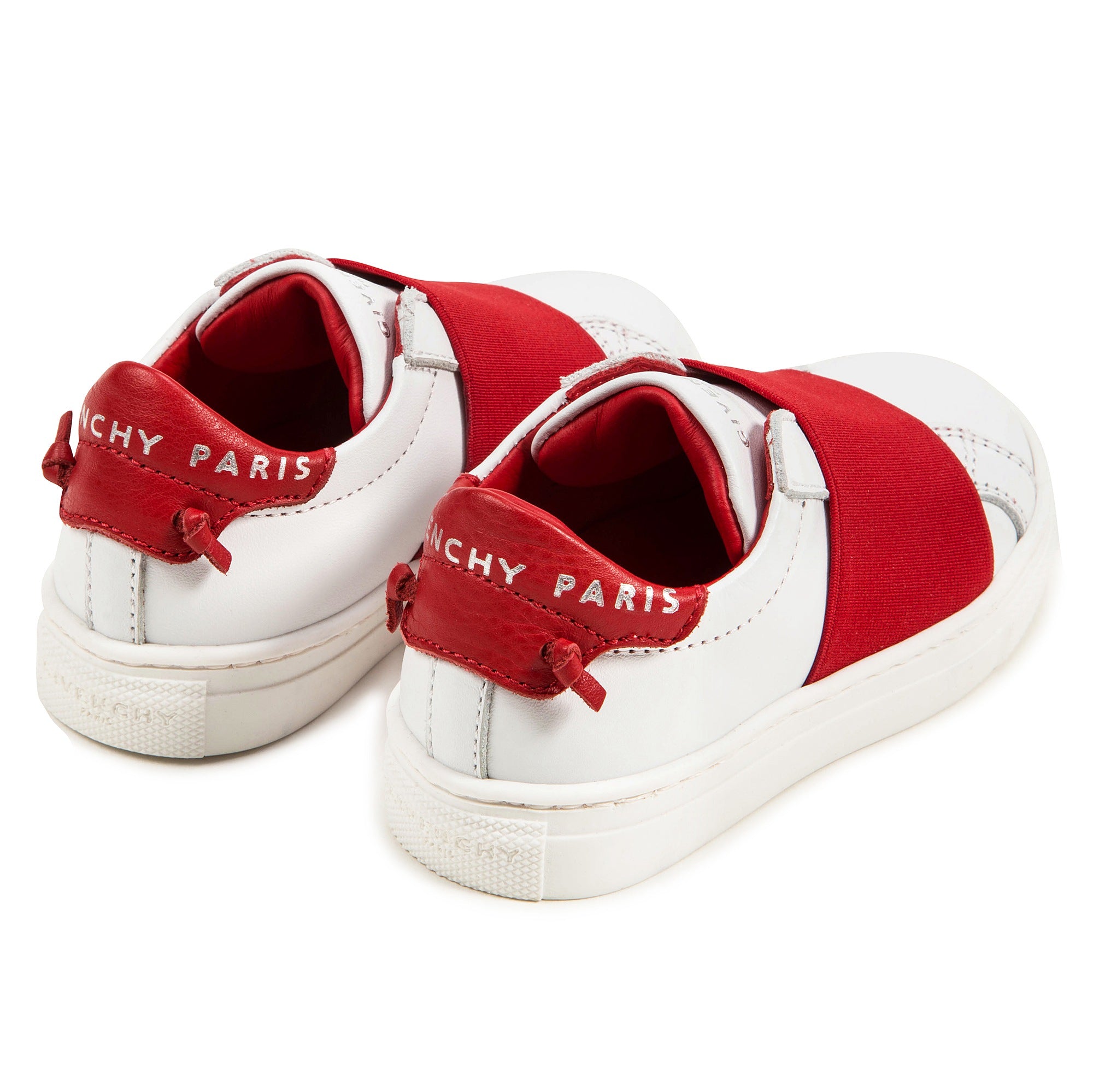 Girls White & Red Cuir Shoes