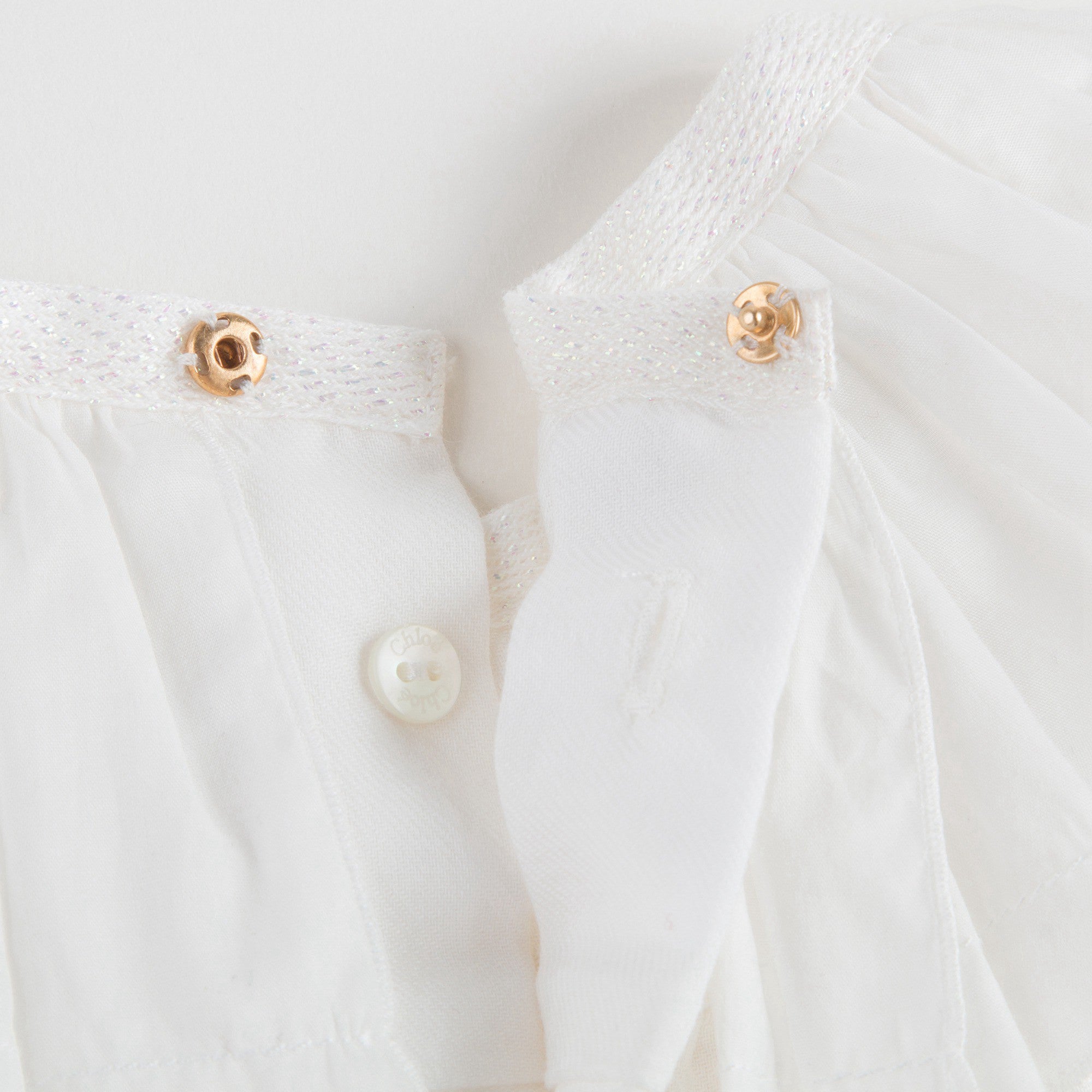 Baby Girls Ivory Cotton Blouse With Ruffle