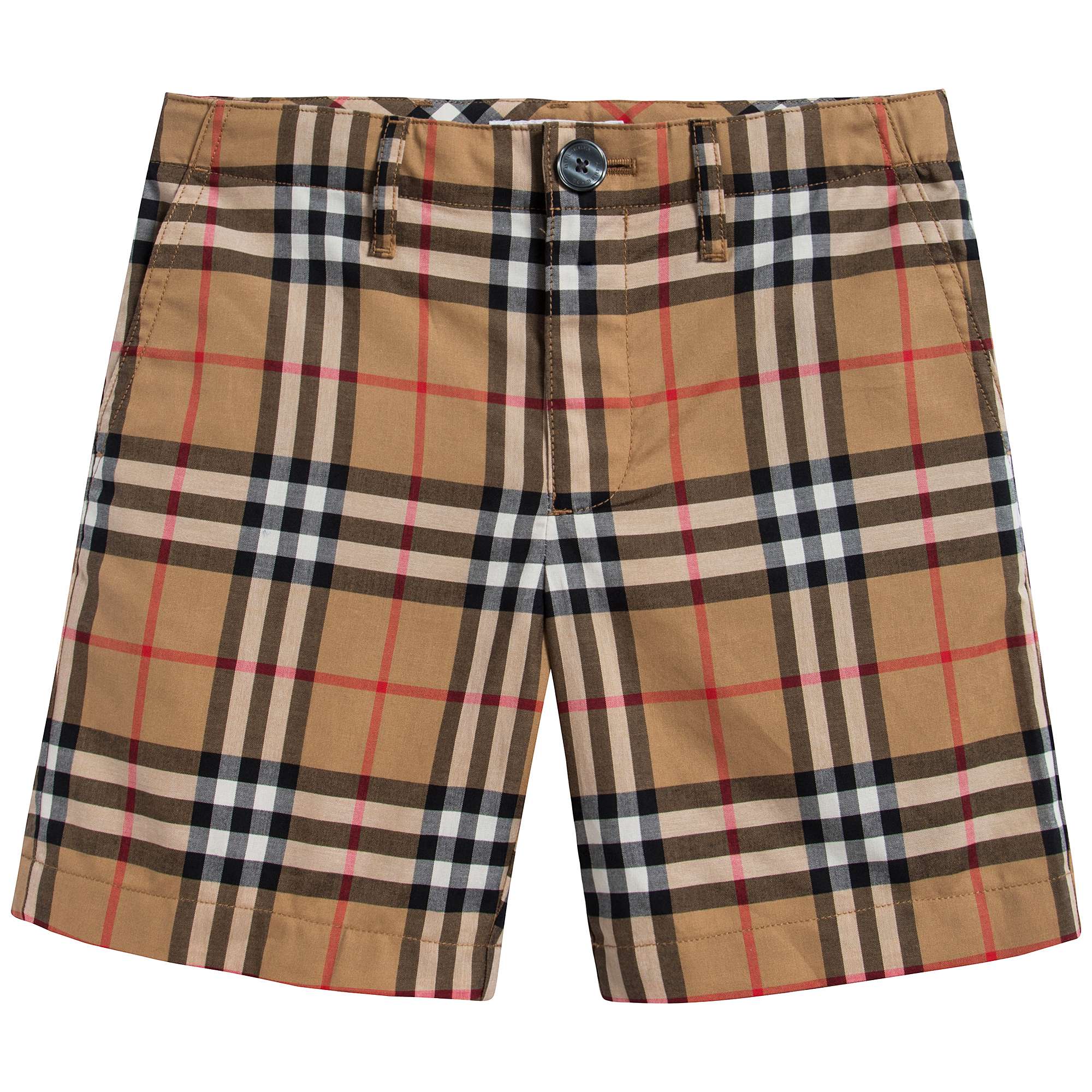 Boys Antique Yellow Check Cotton Shorts