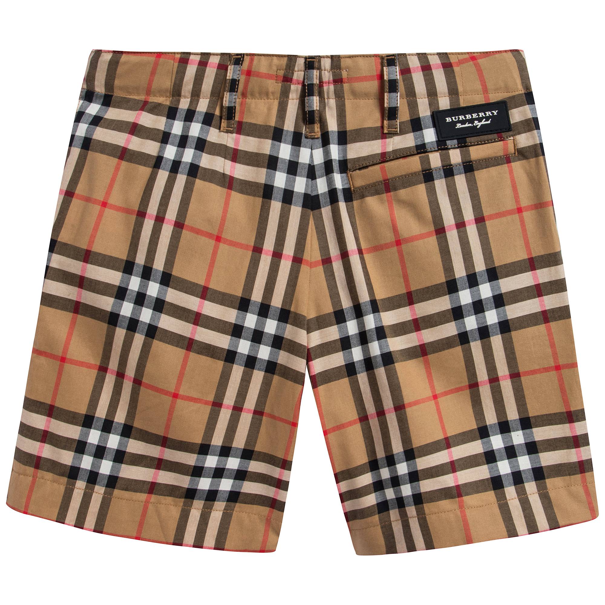 Boys Antique Yellow Check Cotton Shorts