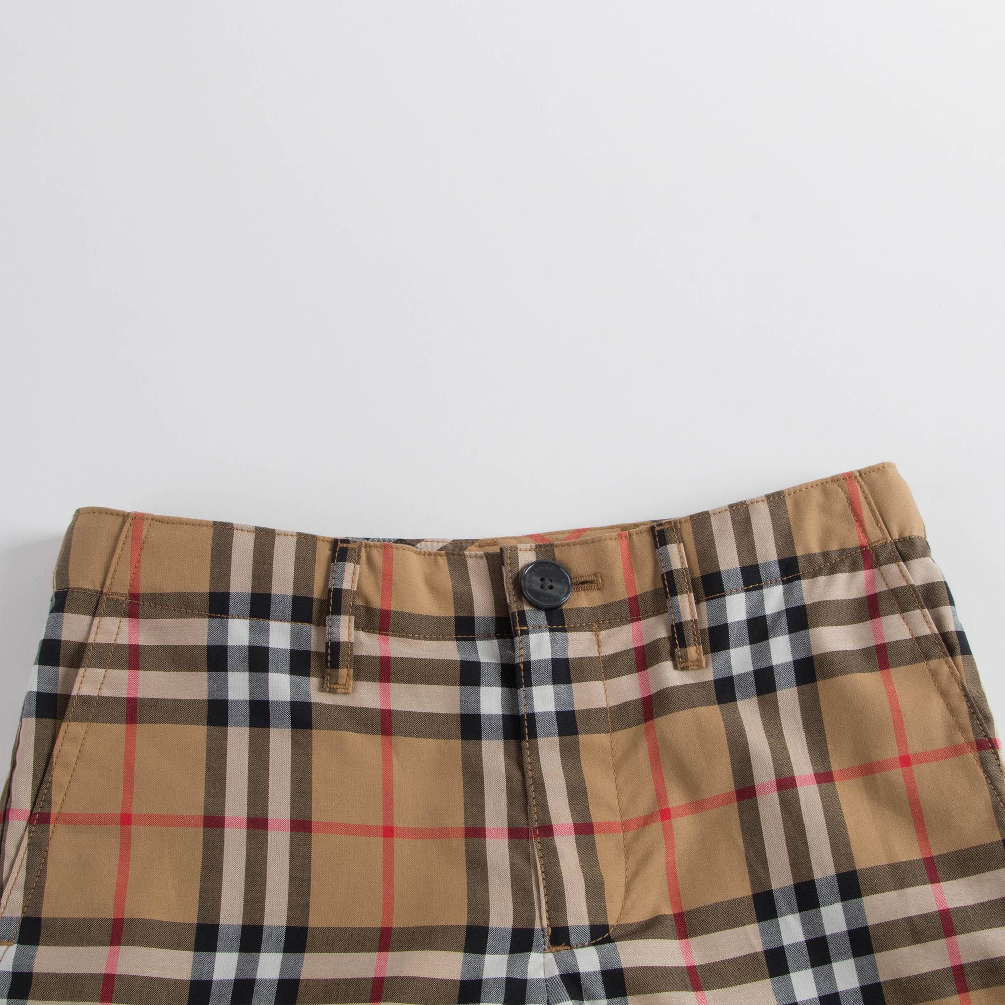 Boys Antique Yellow Check Cotton Shorts