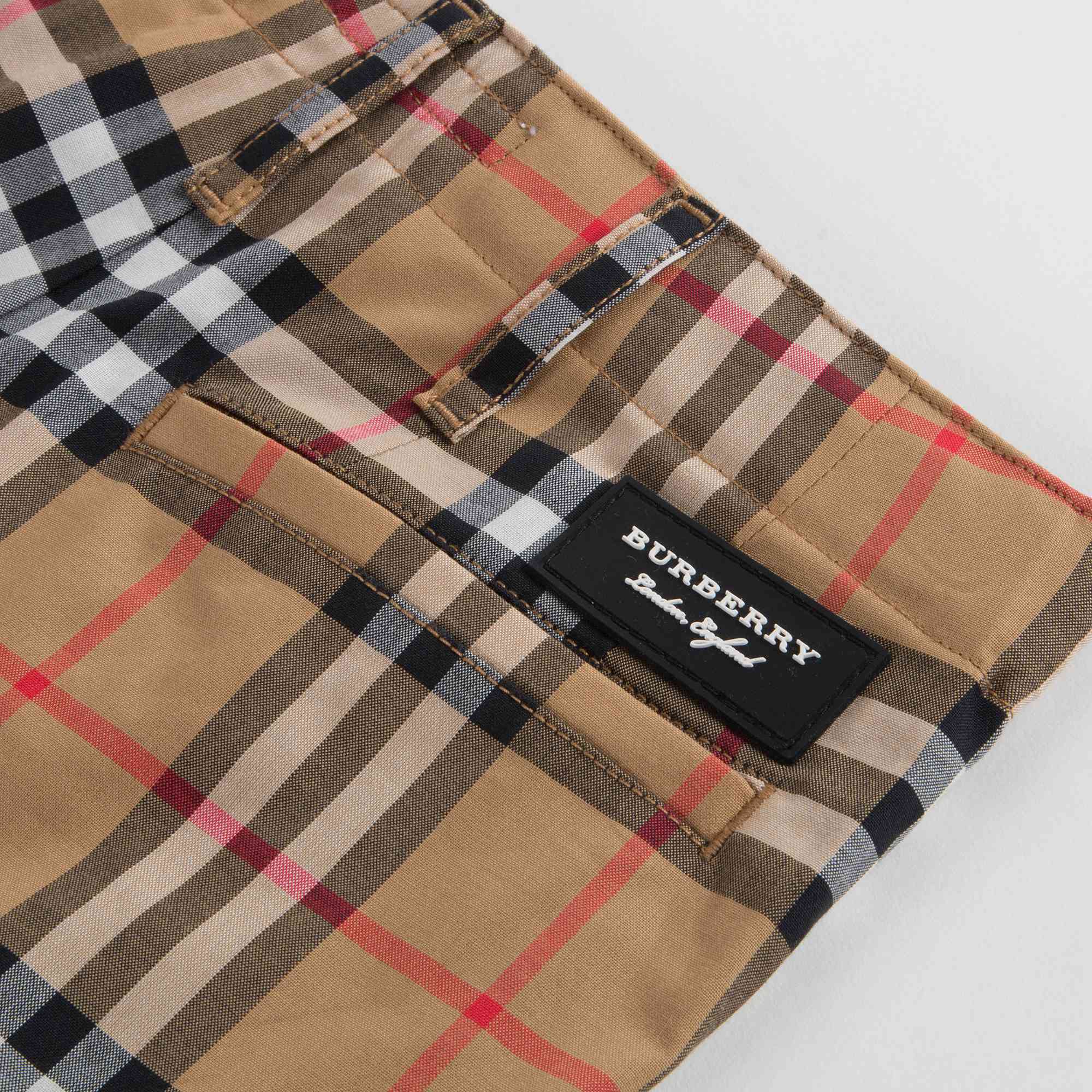 Boys Antique Yellow Check Cotton Shorts