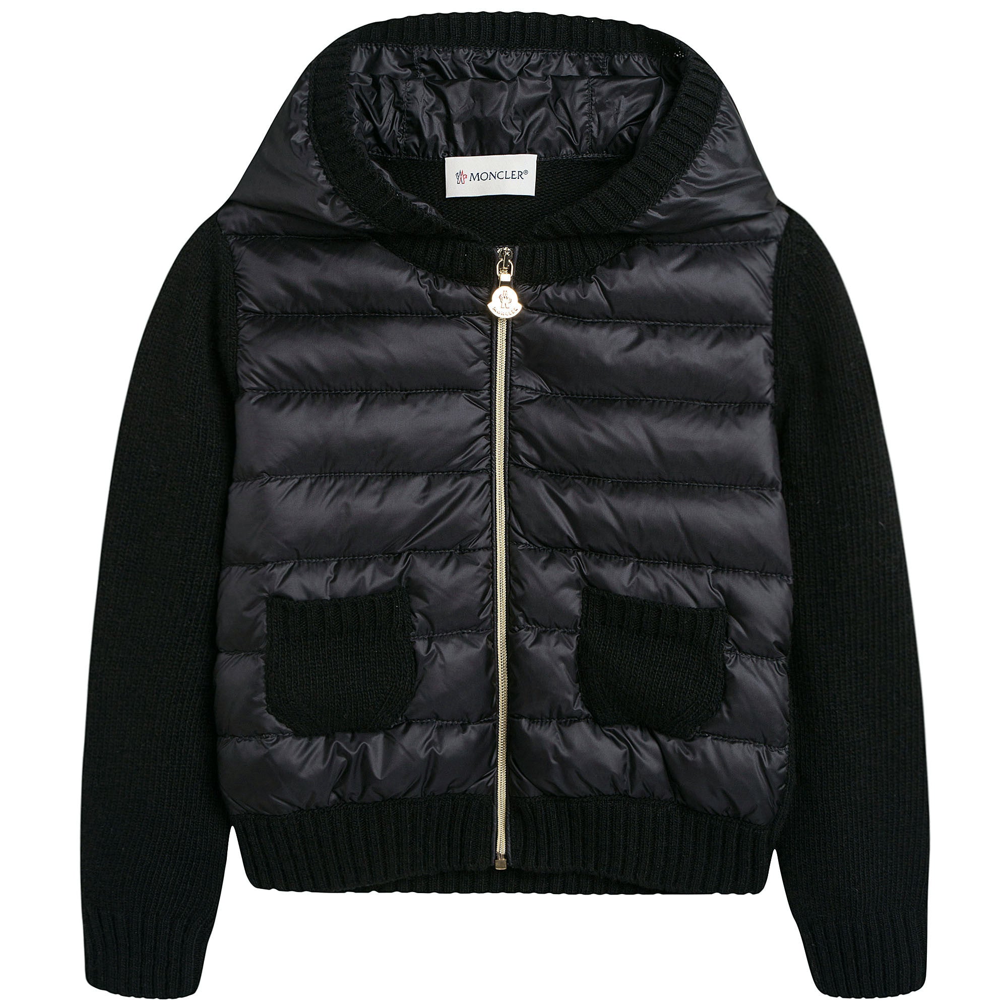 Girls Black Knitted Hooded Cardigan - CÉMAROSE | Children's Fashion Store - 1