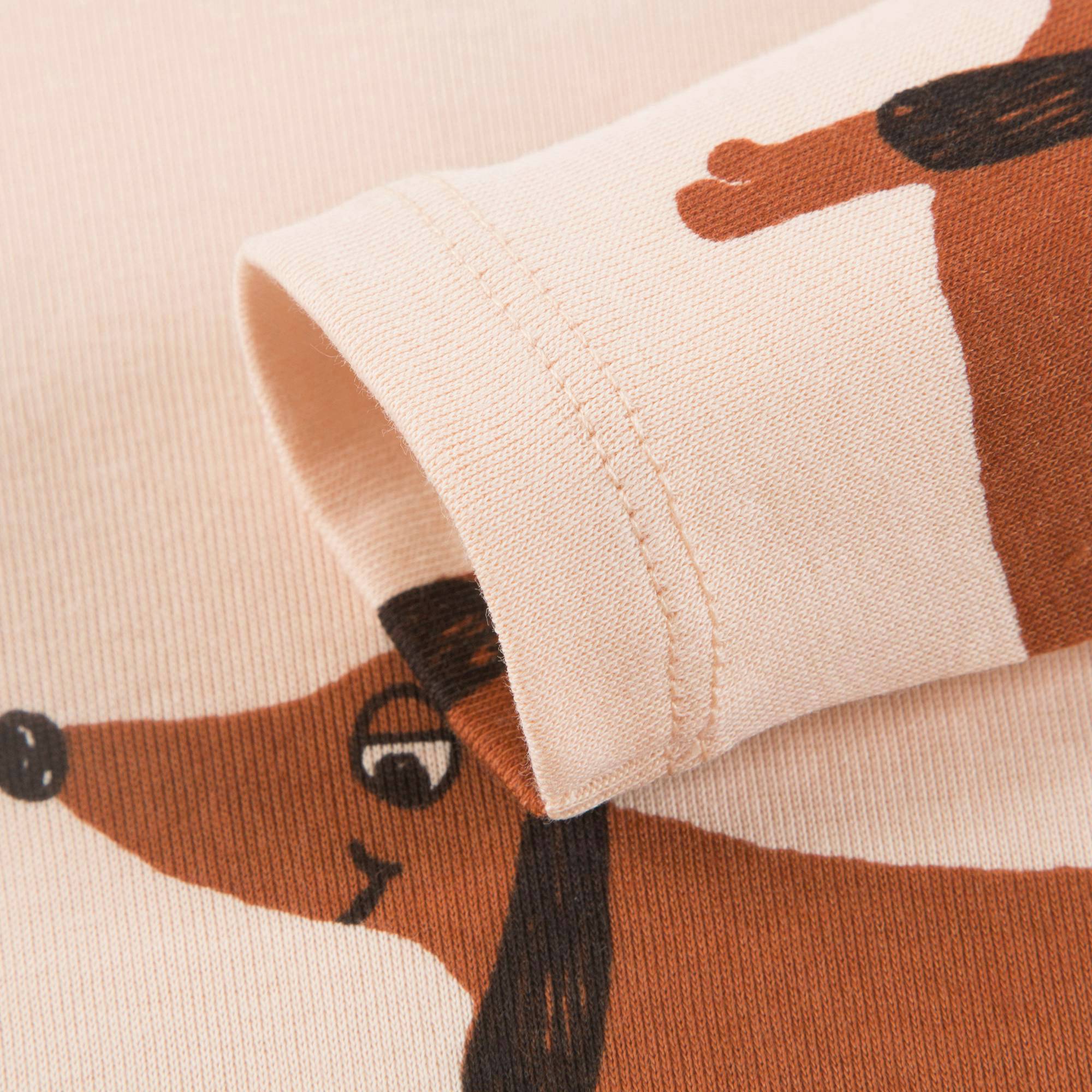 Girls Beige Organic Cotton "Dog" T-shirt