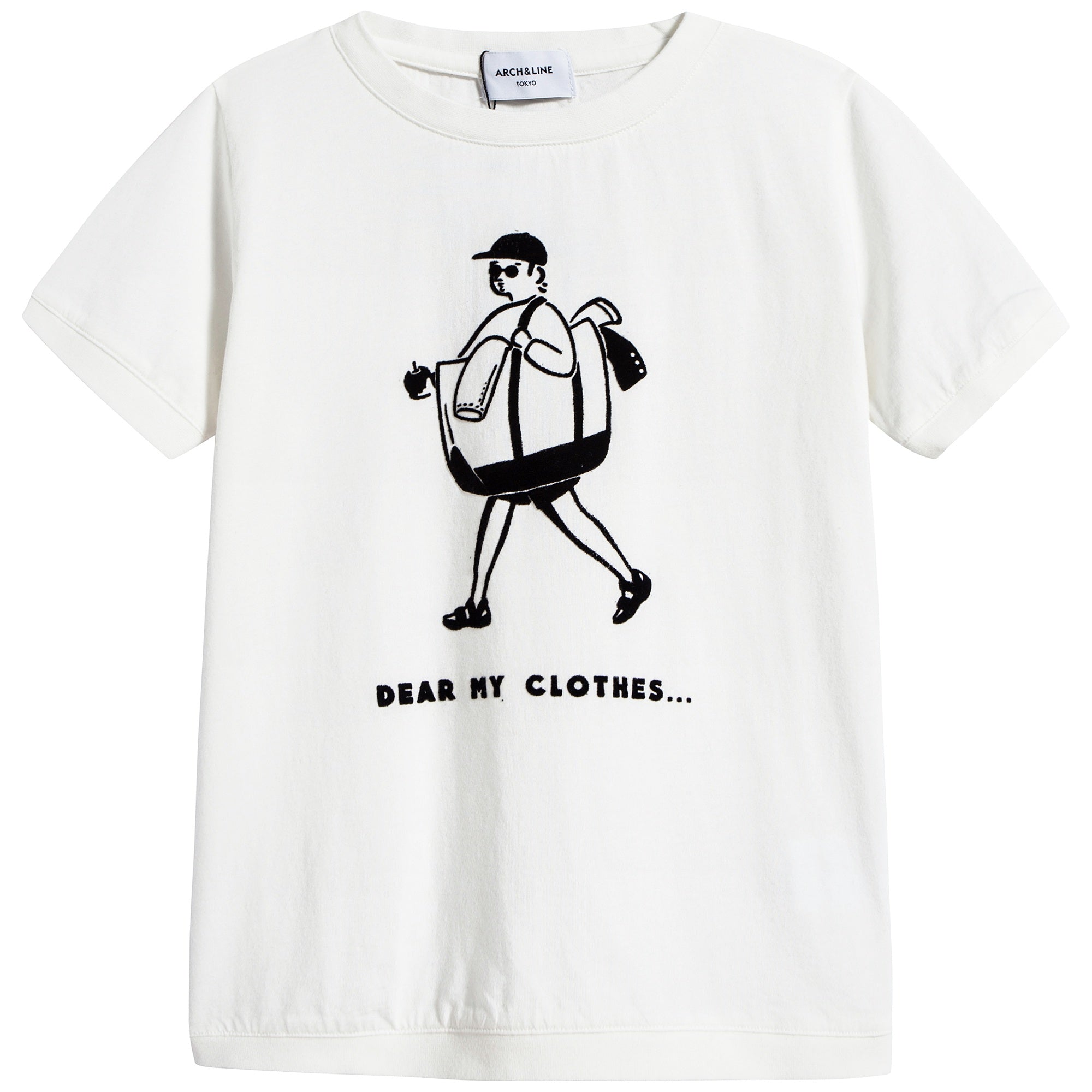 Girls White Printed Cotton T-shirt