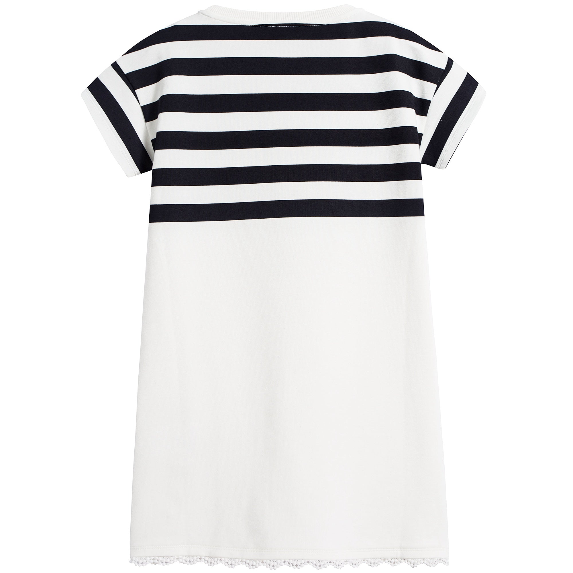 Girls White & Black Stripes T-shirt