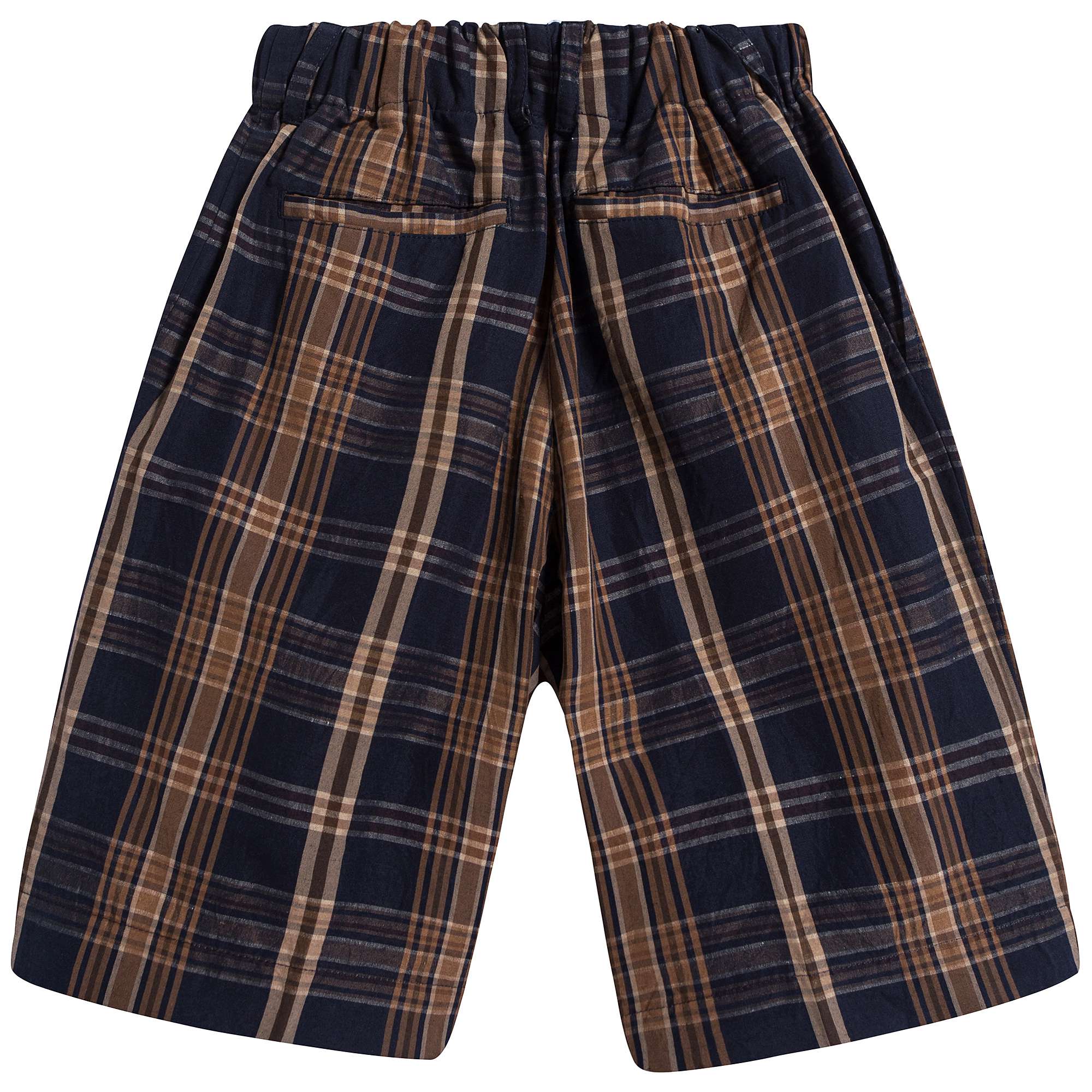 Boys Navy Madras Wide Shorts