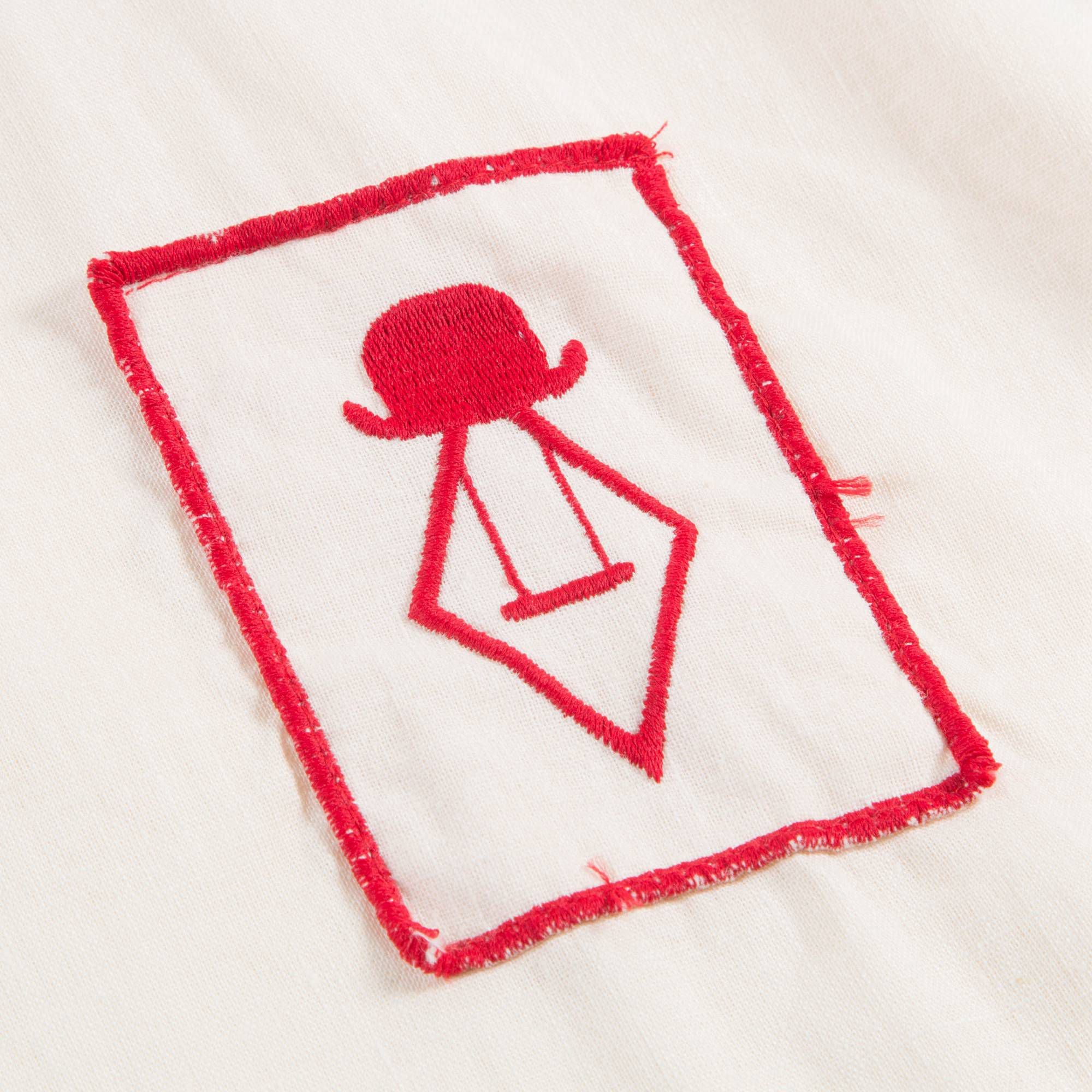 Girls Raw White Red Logo Cotton T-shirt