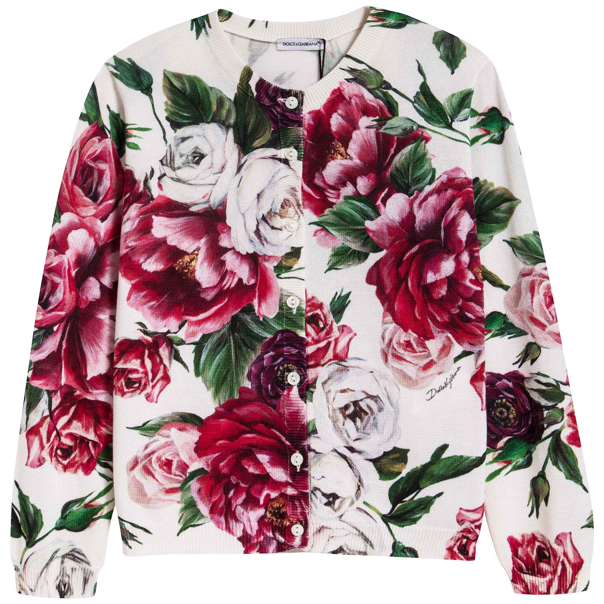 Girls Beige Printed Cardigan