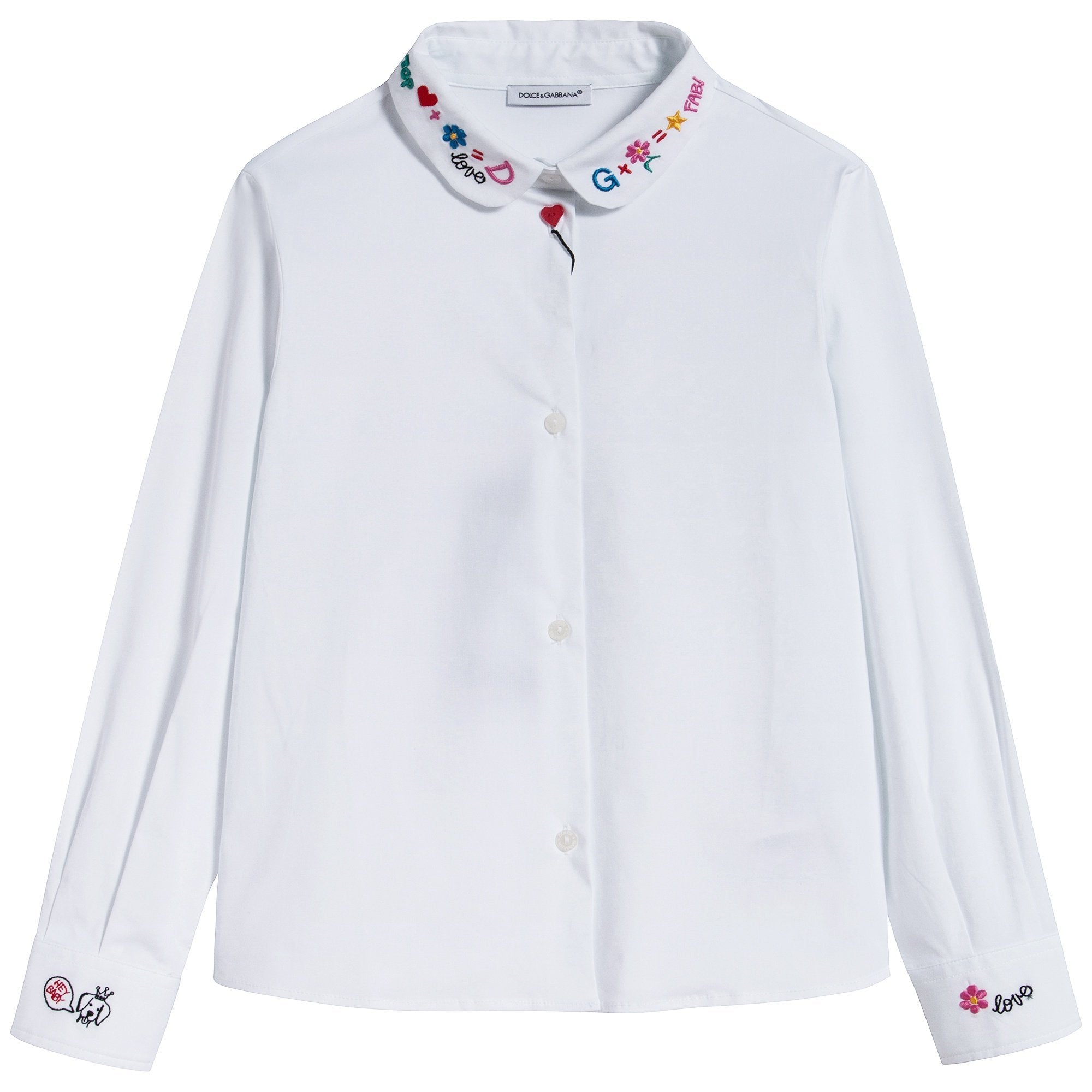 Girls White Embroidered Cotton Shirt