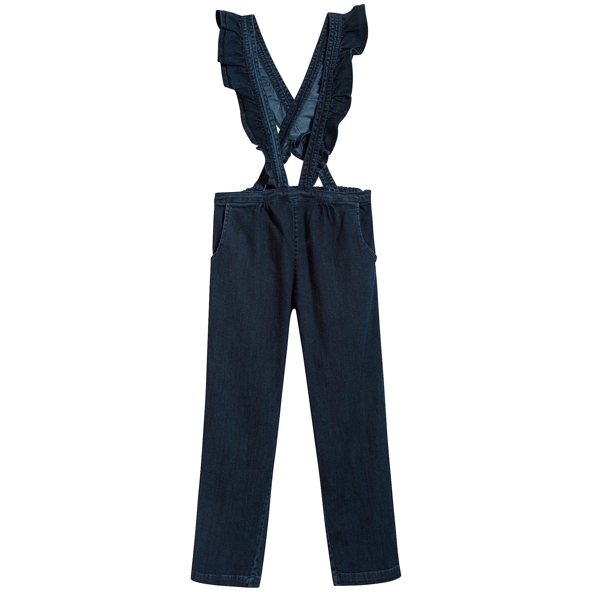 Girls Denim Blue Cotton Trousers
