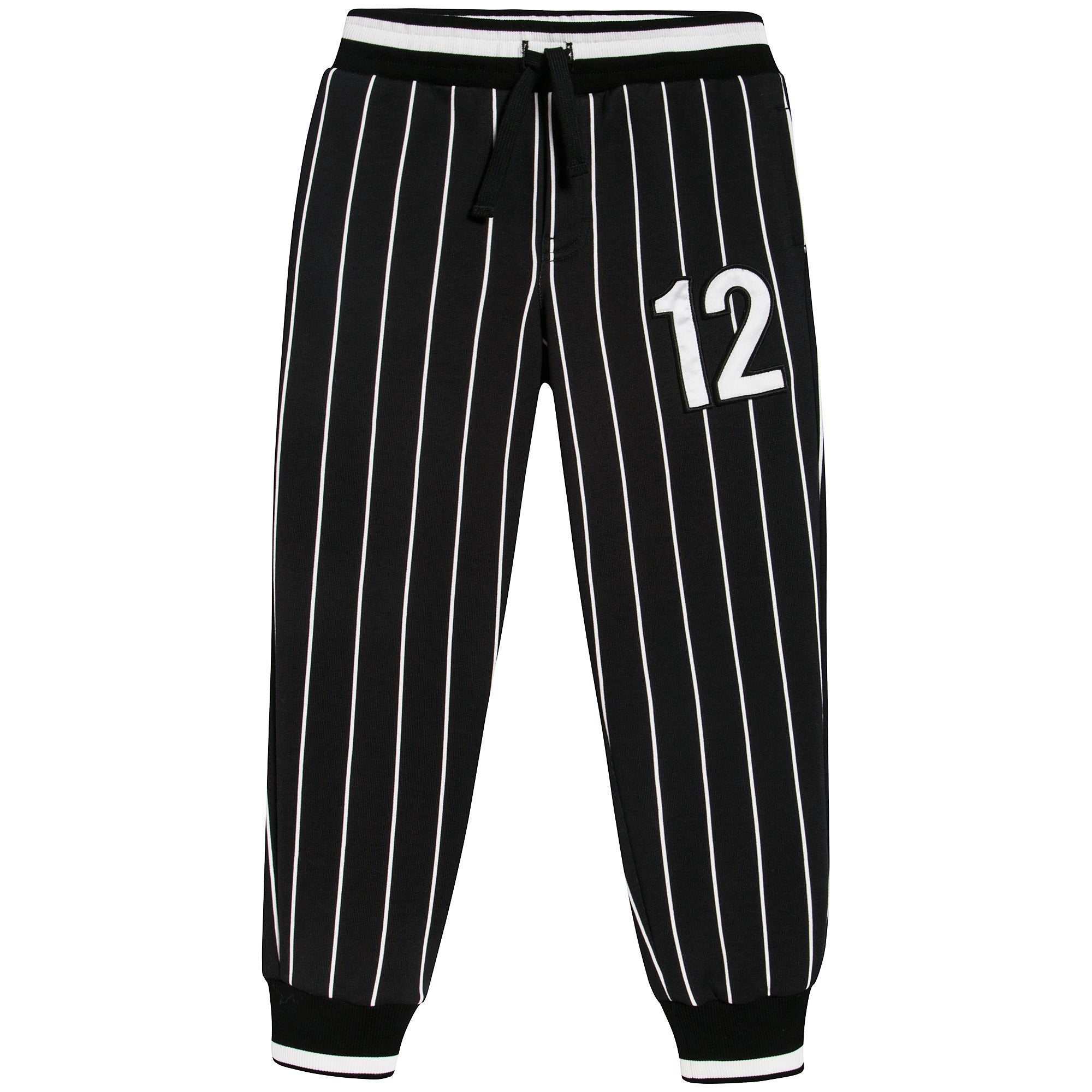 Boys Black Stripes Cotton Trousers