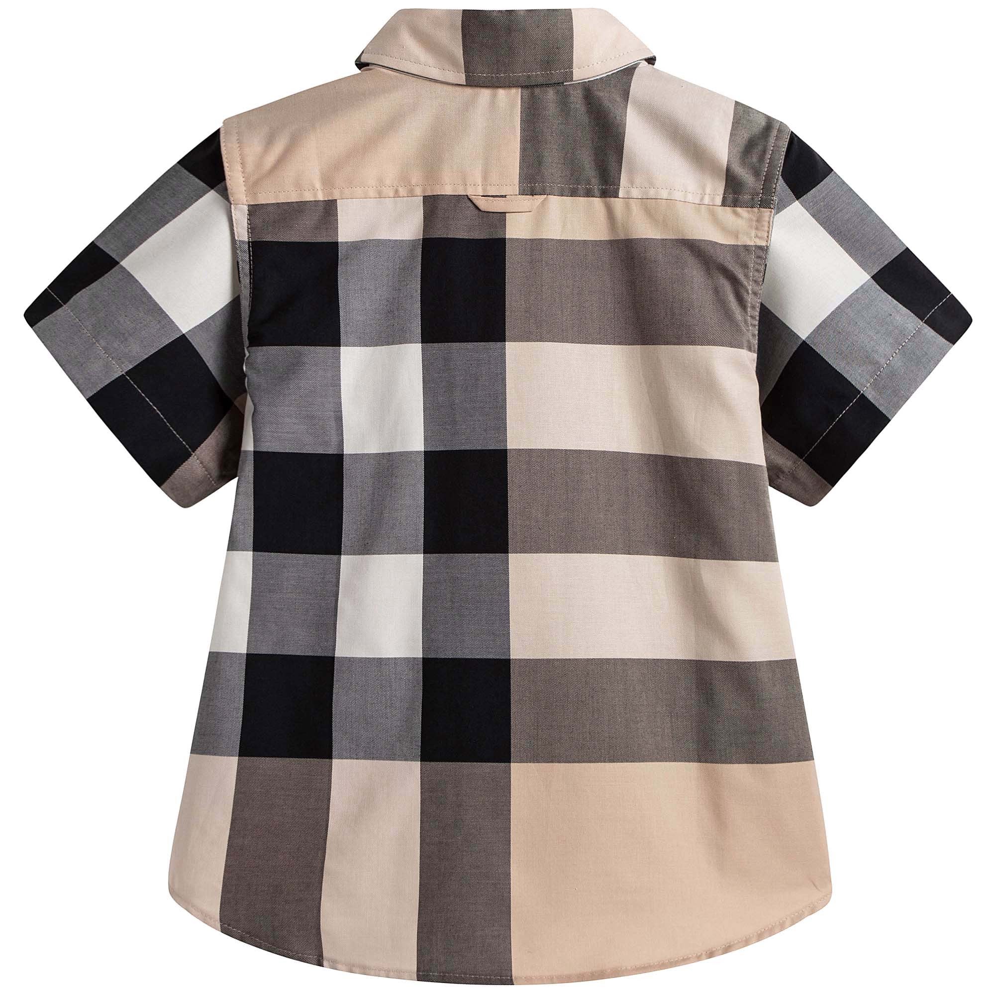 Boys Beige Check Shirt