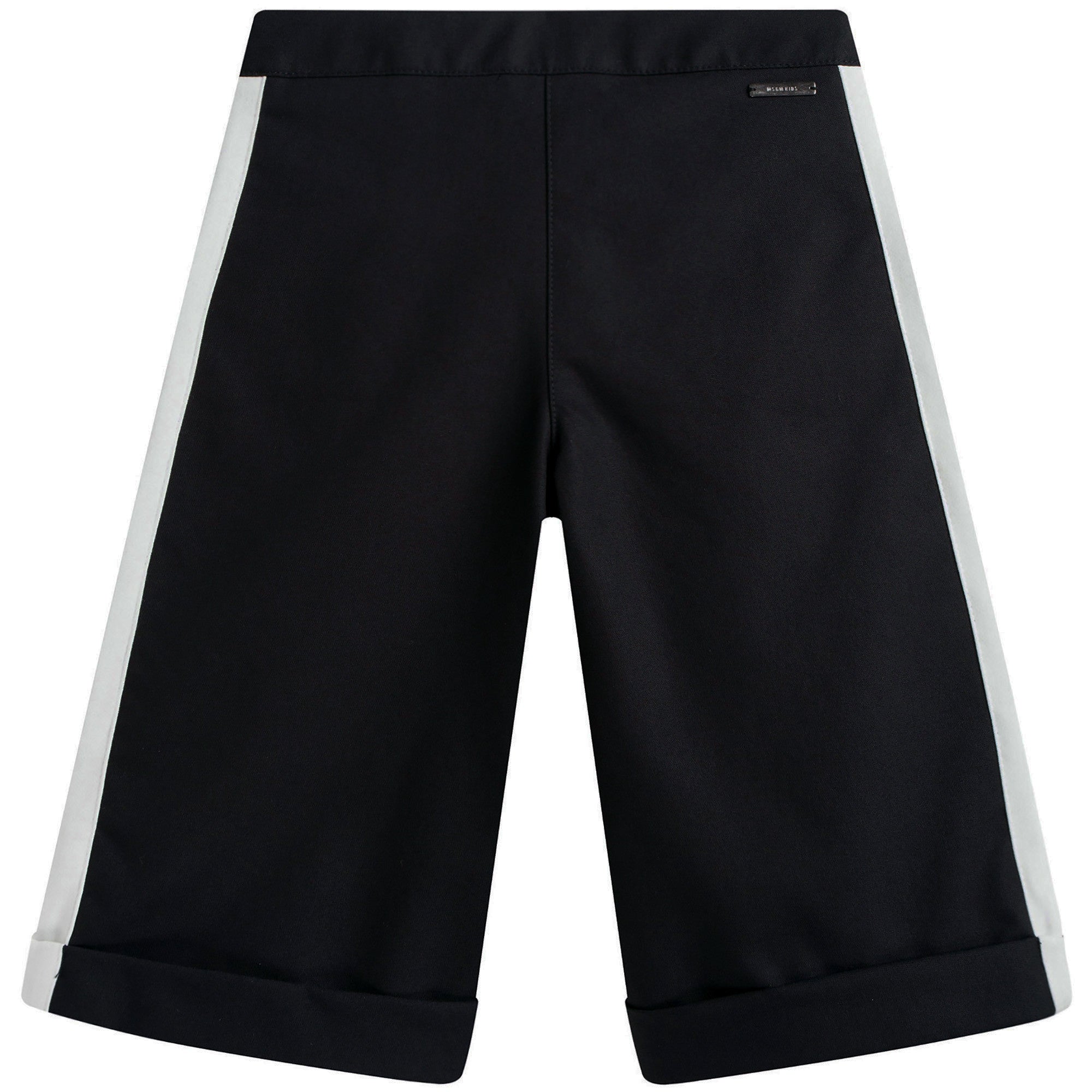 Girls Black Cotton Trouser With White Strape