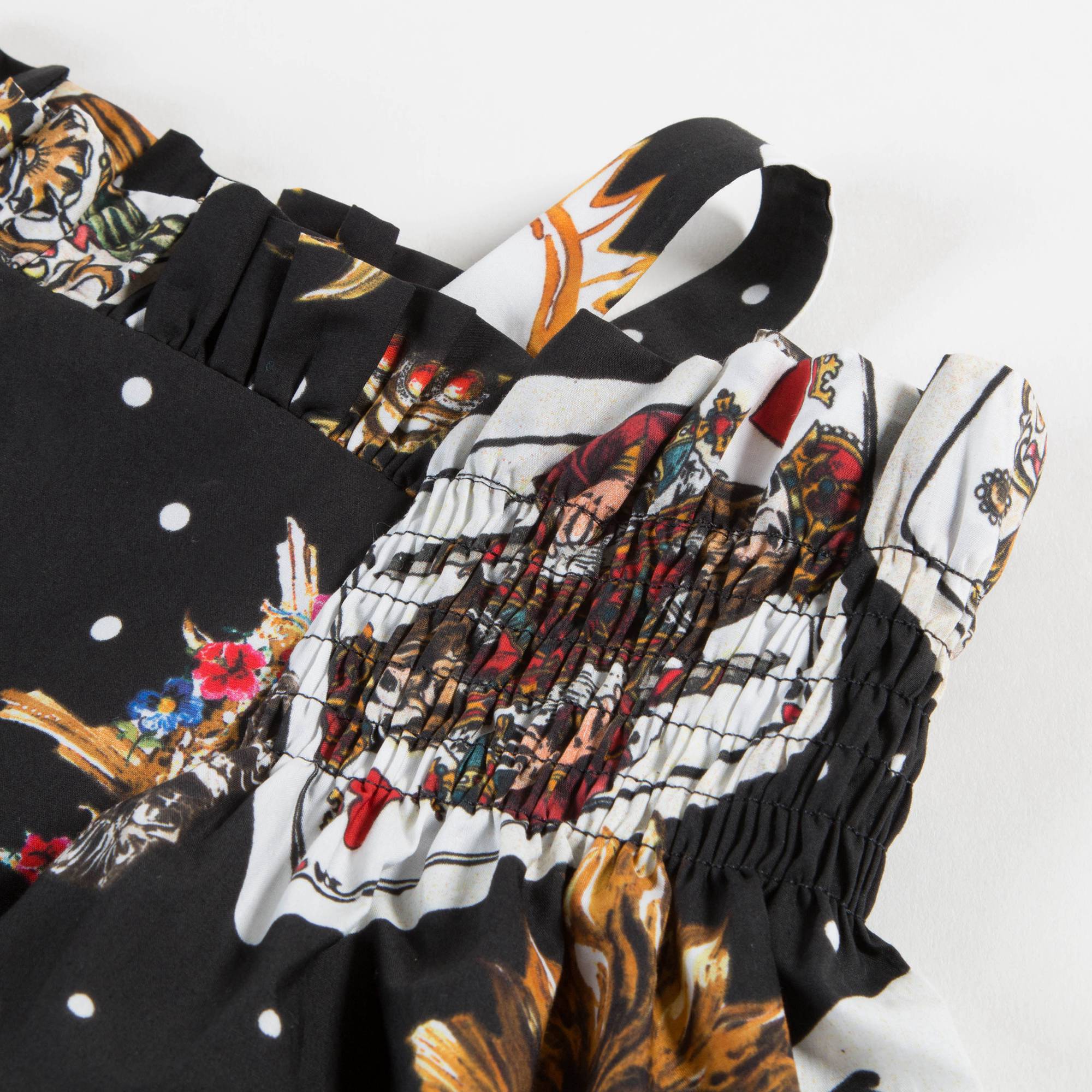 Girls Black “Poker Printed” Cotton Dress