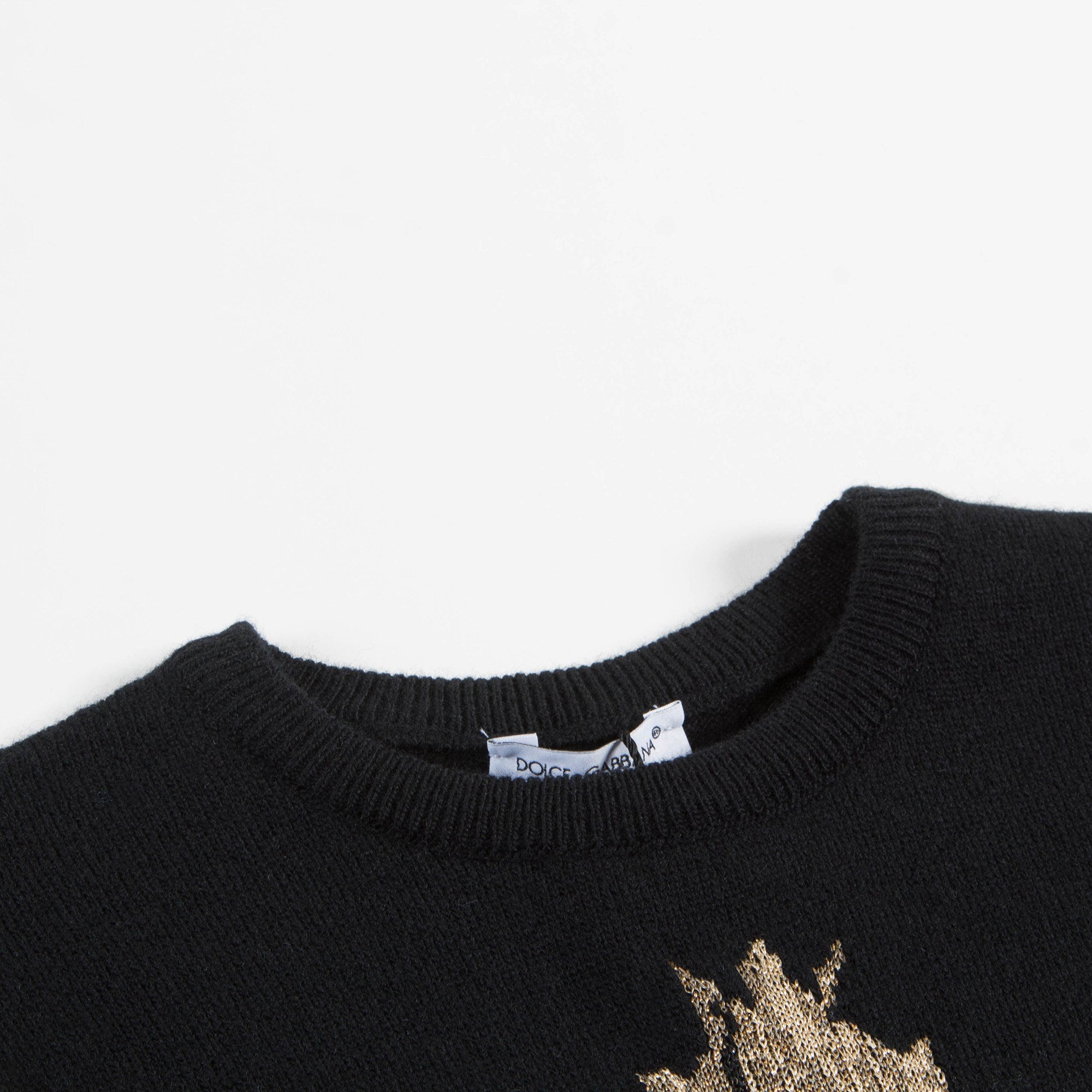 Girls Black "Love" Printed Wool Sweater