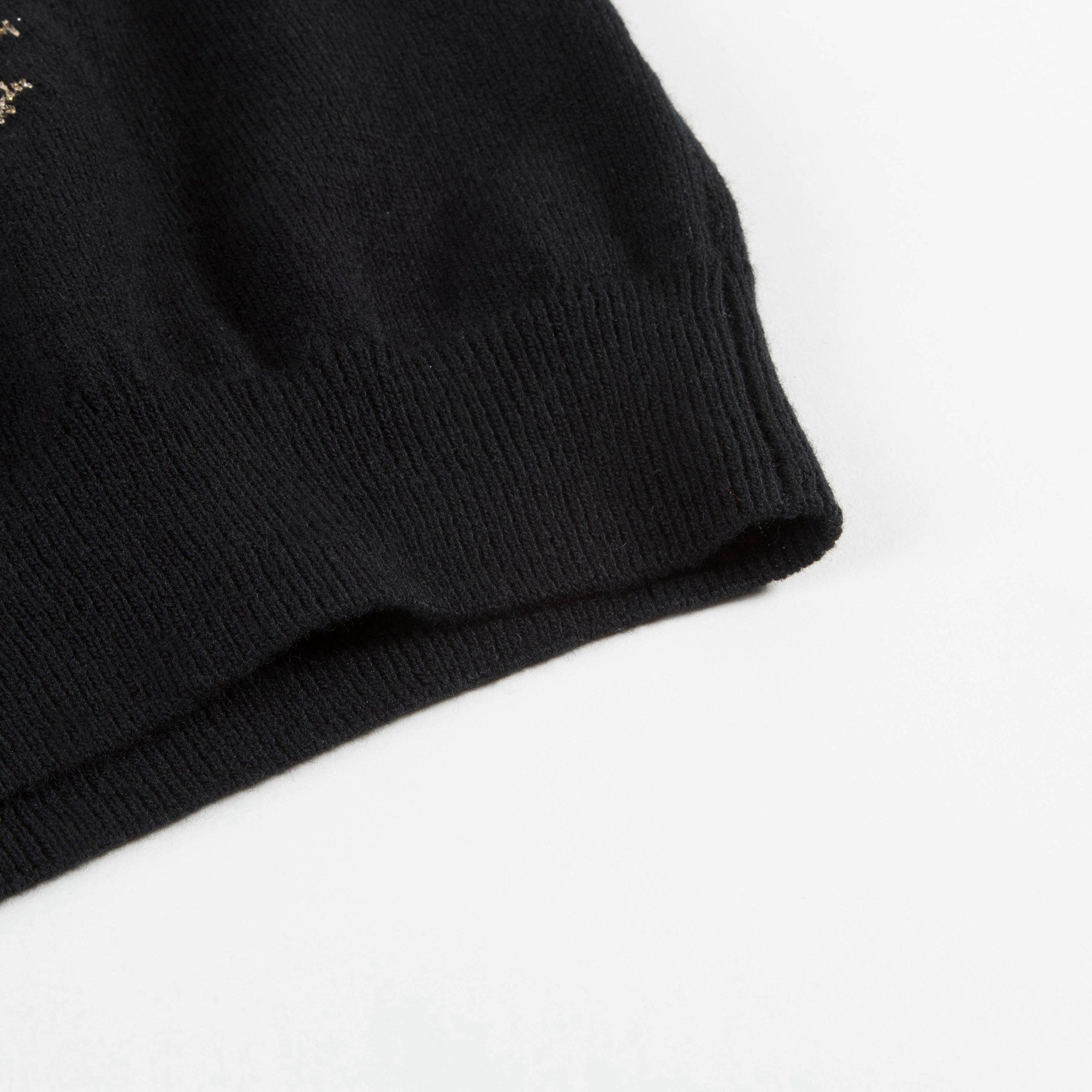 Girls Black "Love" Printed Wool Sweater