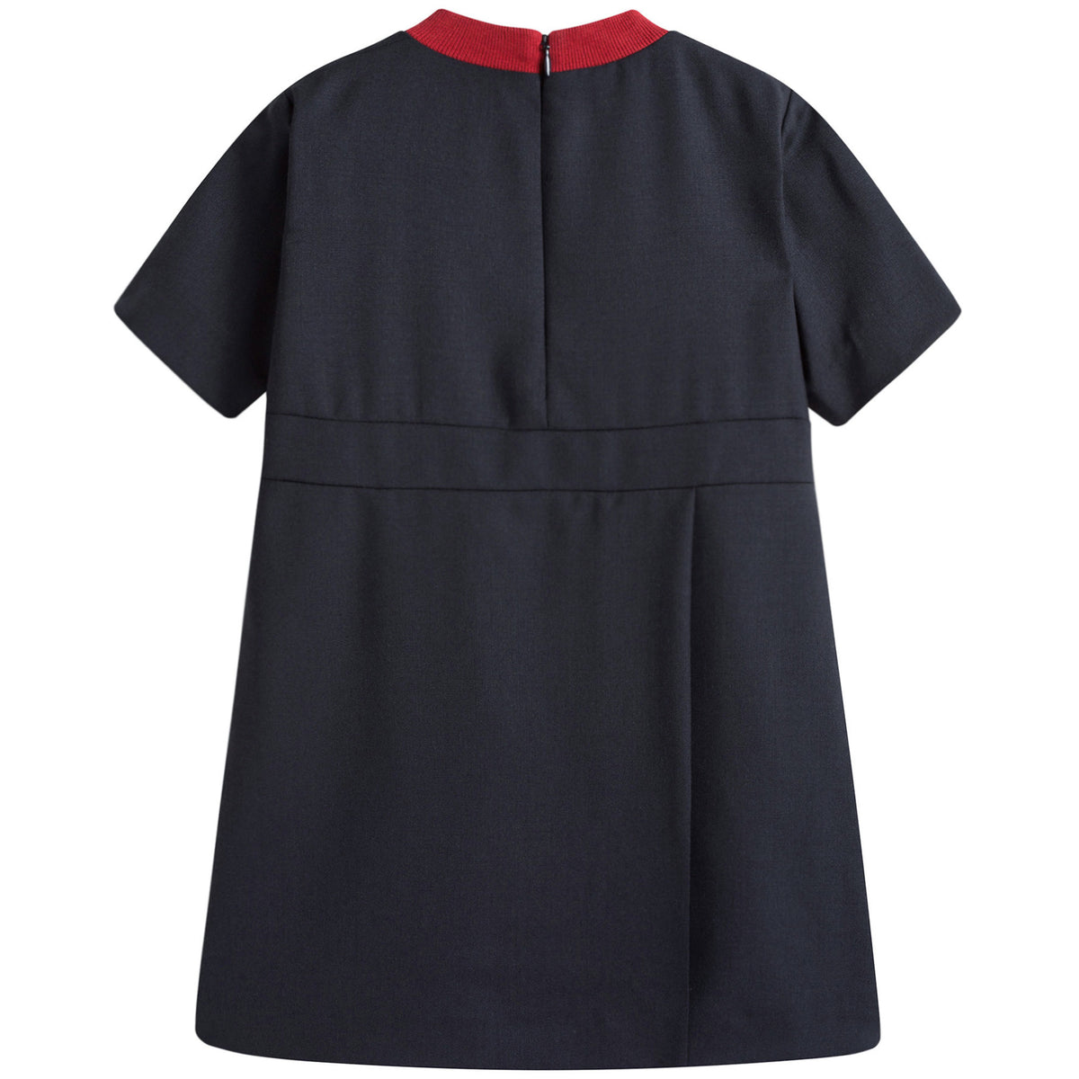 Robe Fille Laine Bleu Marine avec Poche Plaquée
