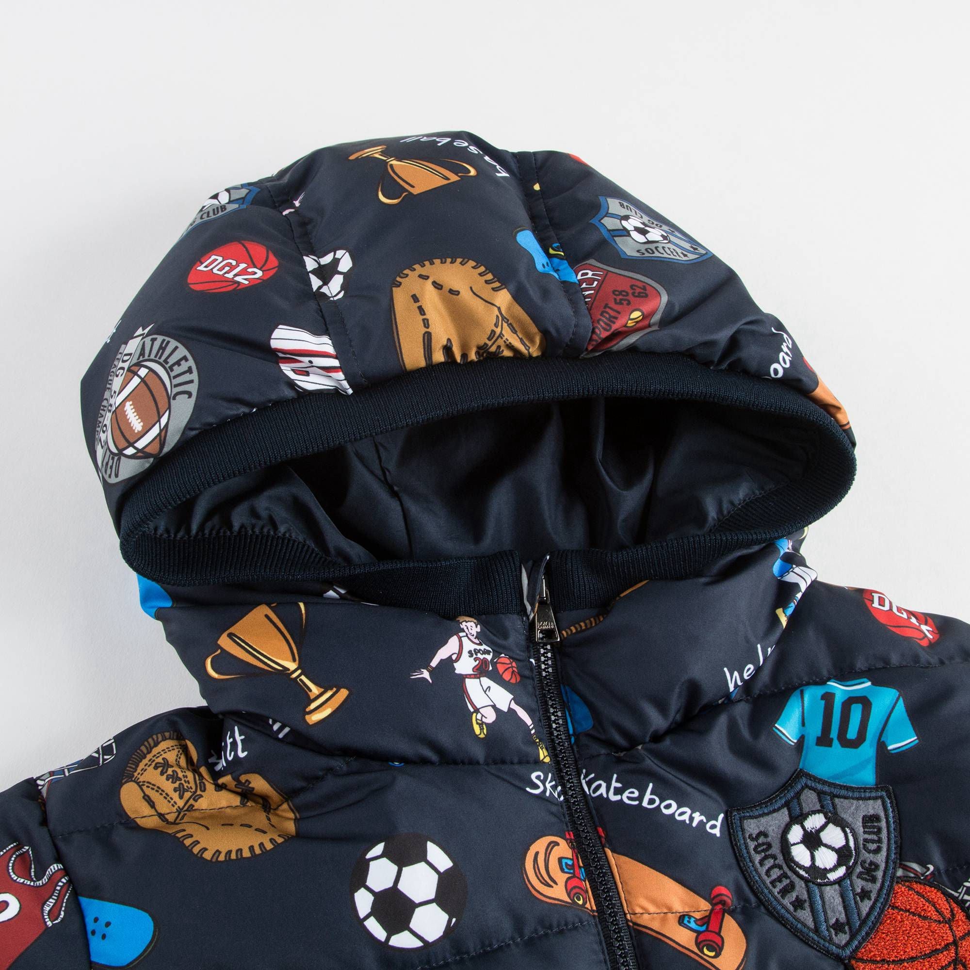 Boys Blue Sports Badge Down Padded Jacket