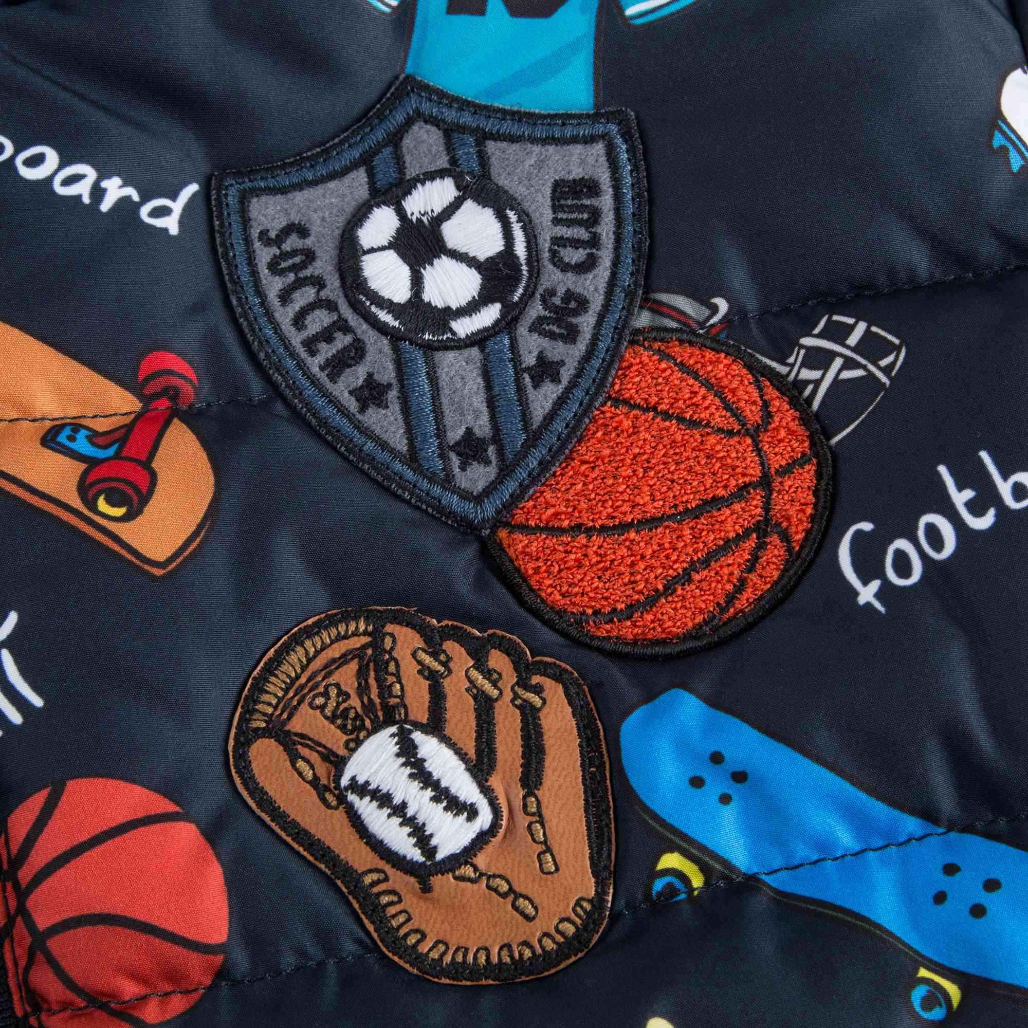 Boys Blue Sports Badge Down Padded Jacket