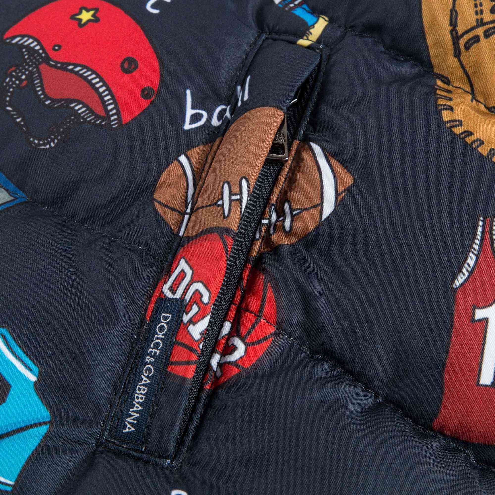 Boys Blue Sports Badge Down Padded Jacket